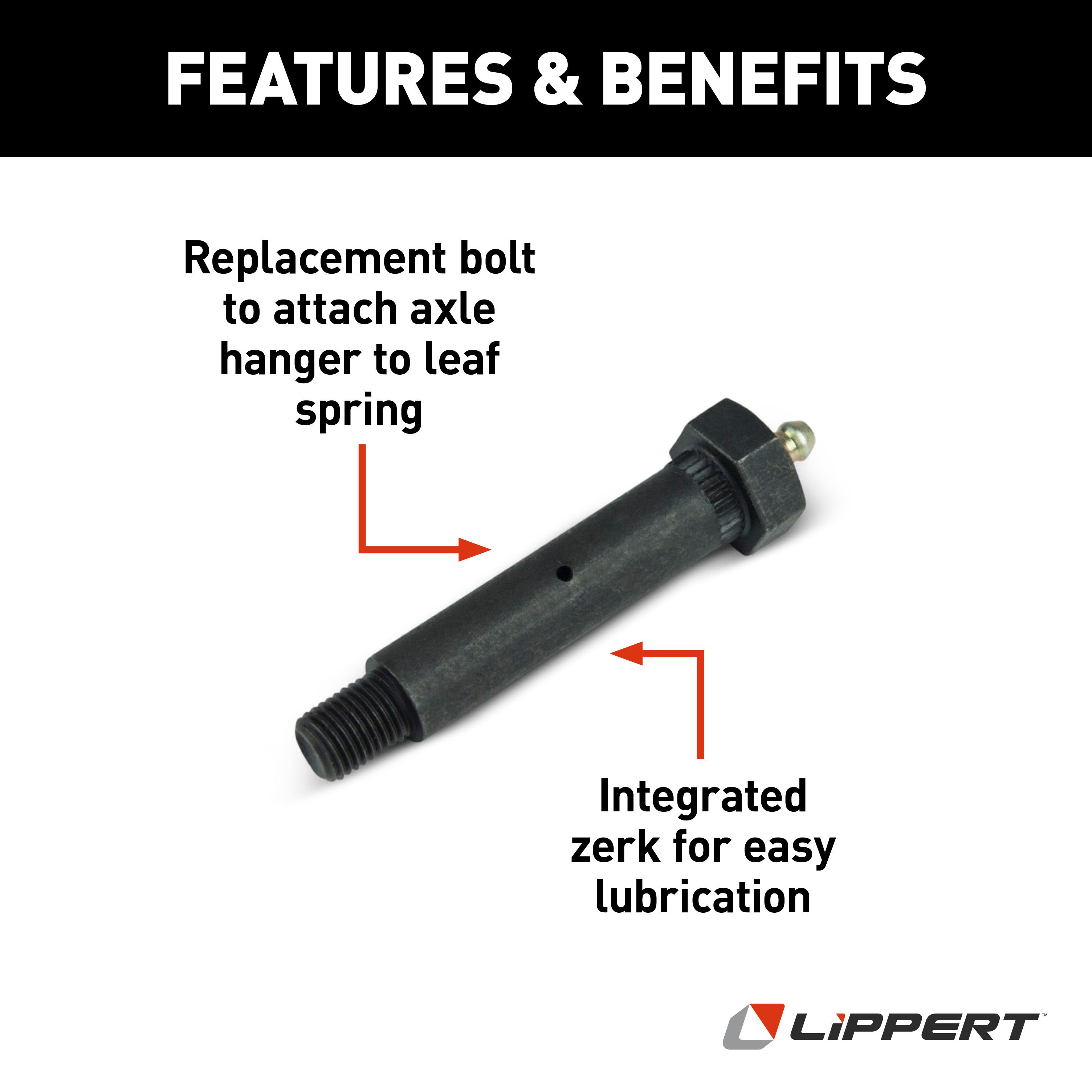 Lippert Wet Shoulder Bolt for Trailer Axle Hangers, 9/16" x 2.325" 126238 thumbnail 1