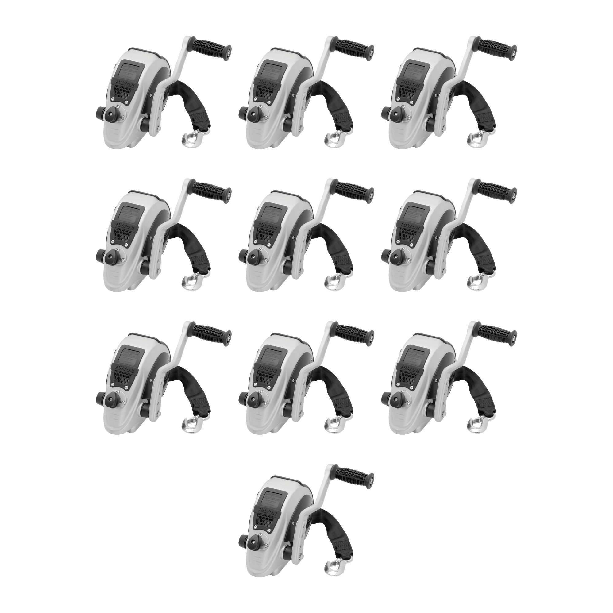 Fulton (10-Pack) F2® Marine Trailer Winch, Single-Speed, 2,000 lbs. Capacity, 20 Foot Strap, Silver Cover thumbnail 0