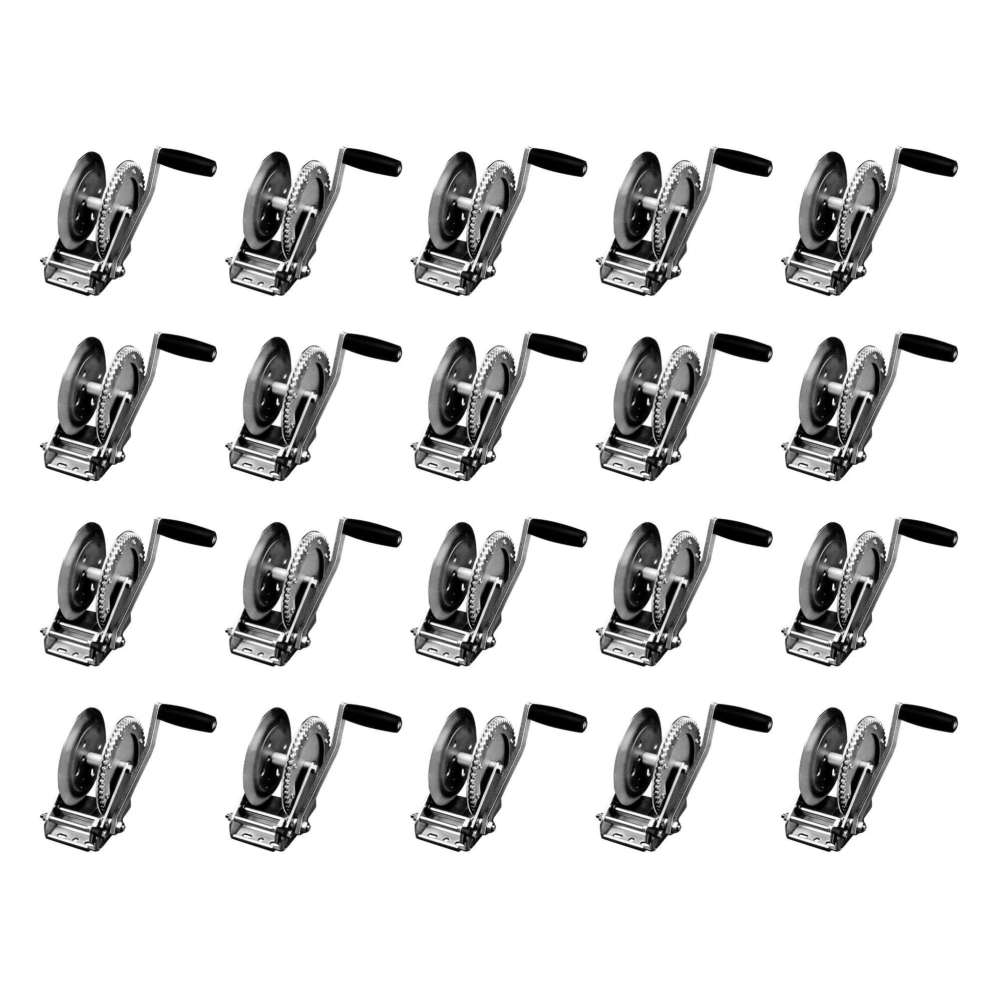 Fulton (20-Pack) Trailer Winch, Single-Speed, 1,800 lbs. Capacity, No Strap, 8 Inch Handle, Silver thumbnail 0
