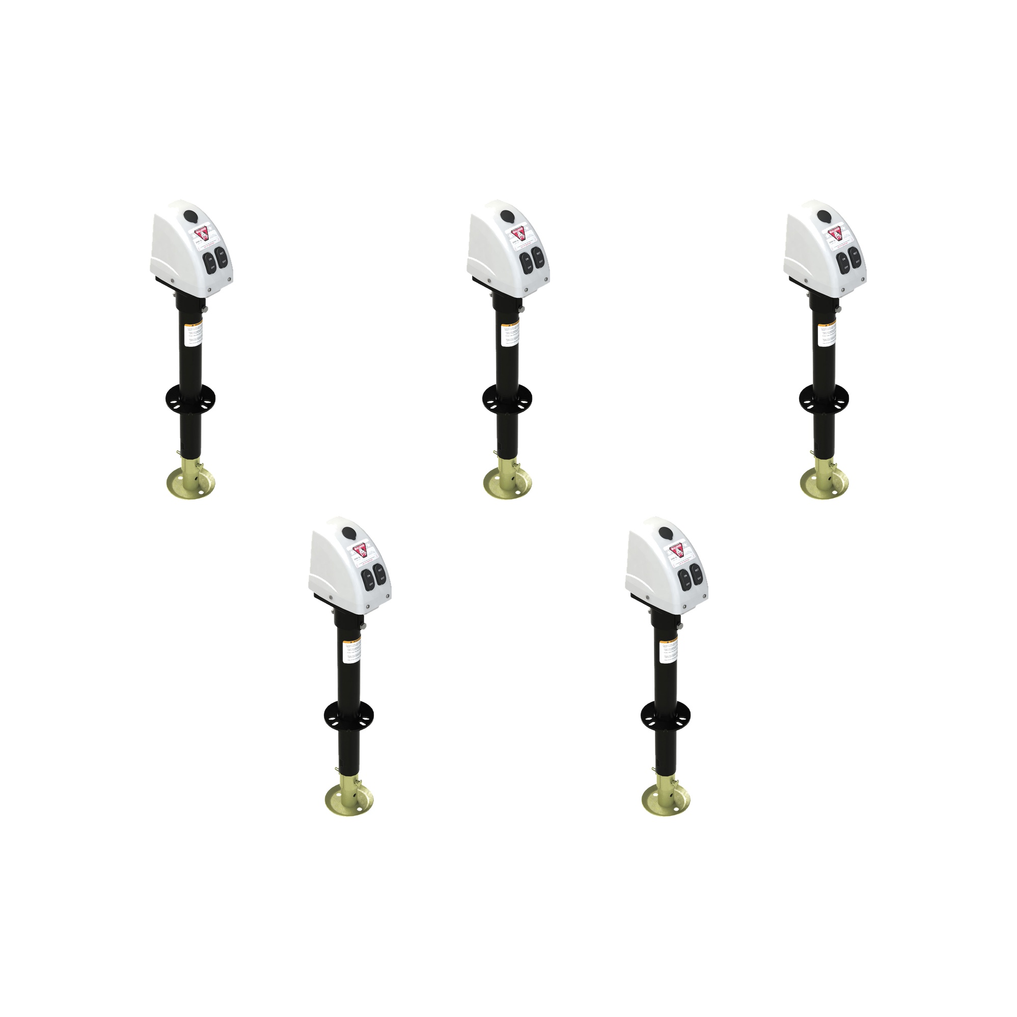 BULLDOG (5-Pack) Powered Trailer Jack, A-Frame, 3,500 lbs. Lift Capacity, Bolt-On, 14 Inch Travel, White Cover thumbnail 0