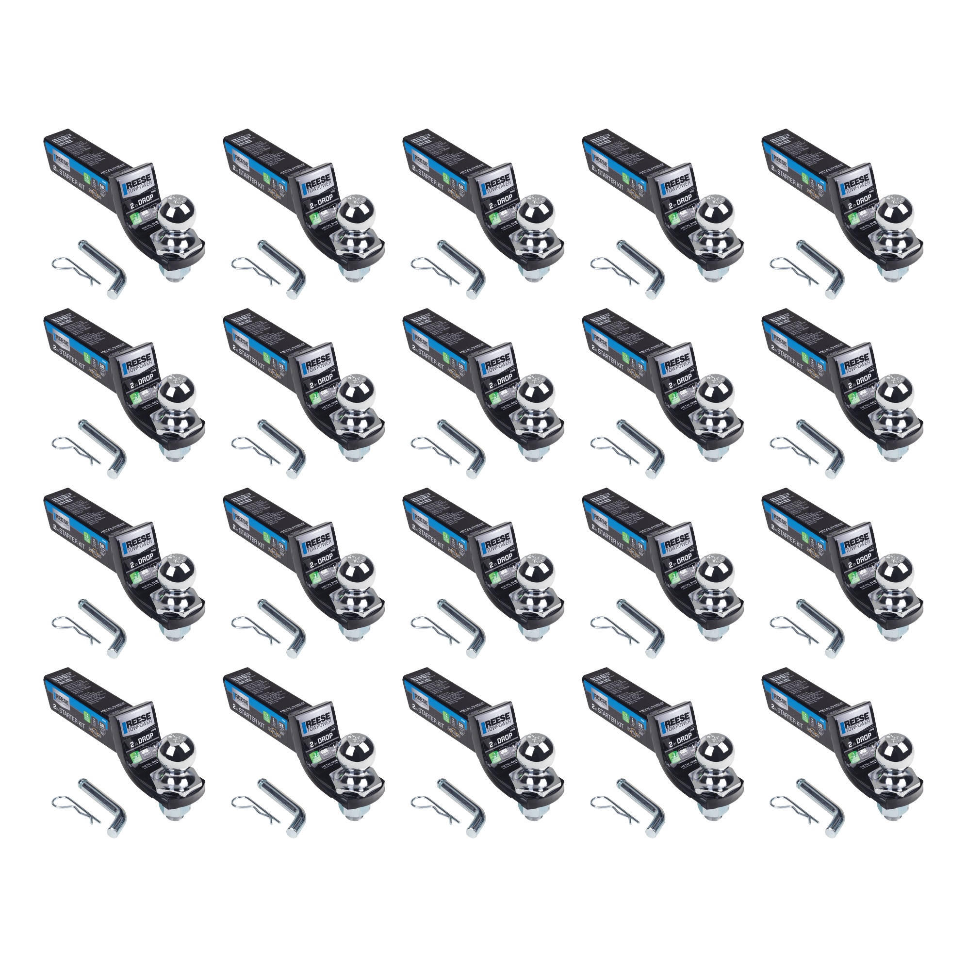 Reese Towpower (20-Pack) Interlock® Trailer Hitch Ball Mount Starter Kit, Fits 2 Inch Square Receiver, 2 Inch Drop, 6,000 lbs. Capacity, Includes 2 Inch Trailer Ball and Pin & Clip, Black thumbnail 0