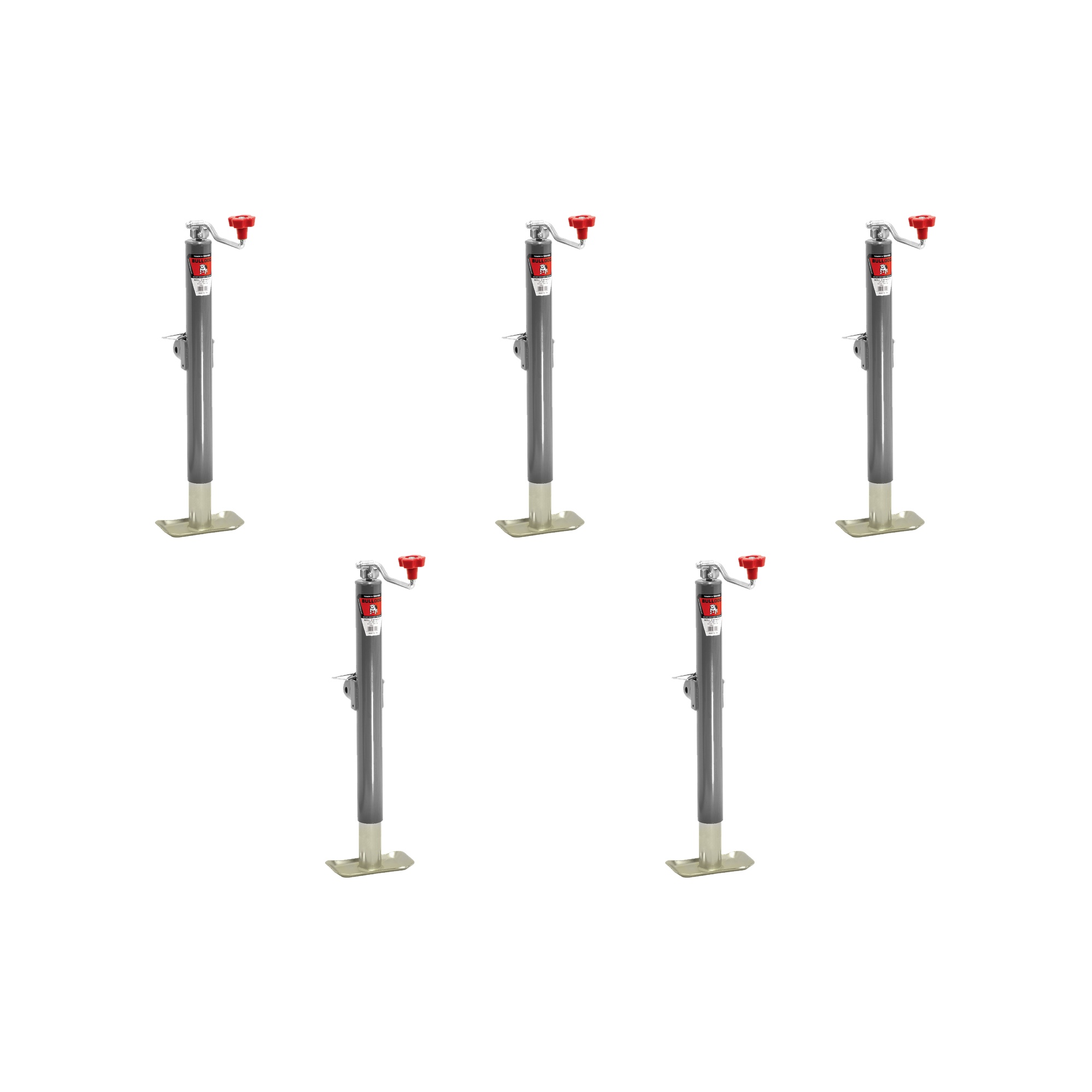 BULLDOG (5-Pack) Round Trailer Jack, Side Mount, 5,000 lbs. Lift Capacity, Topwind, Weld-On, Tubular Swivel, 15 Inch Travel thumbnail 0