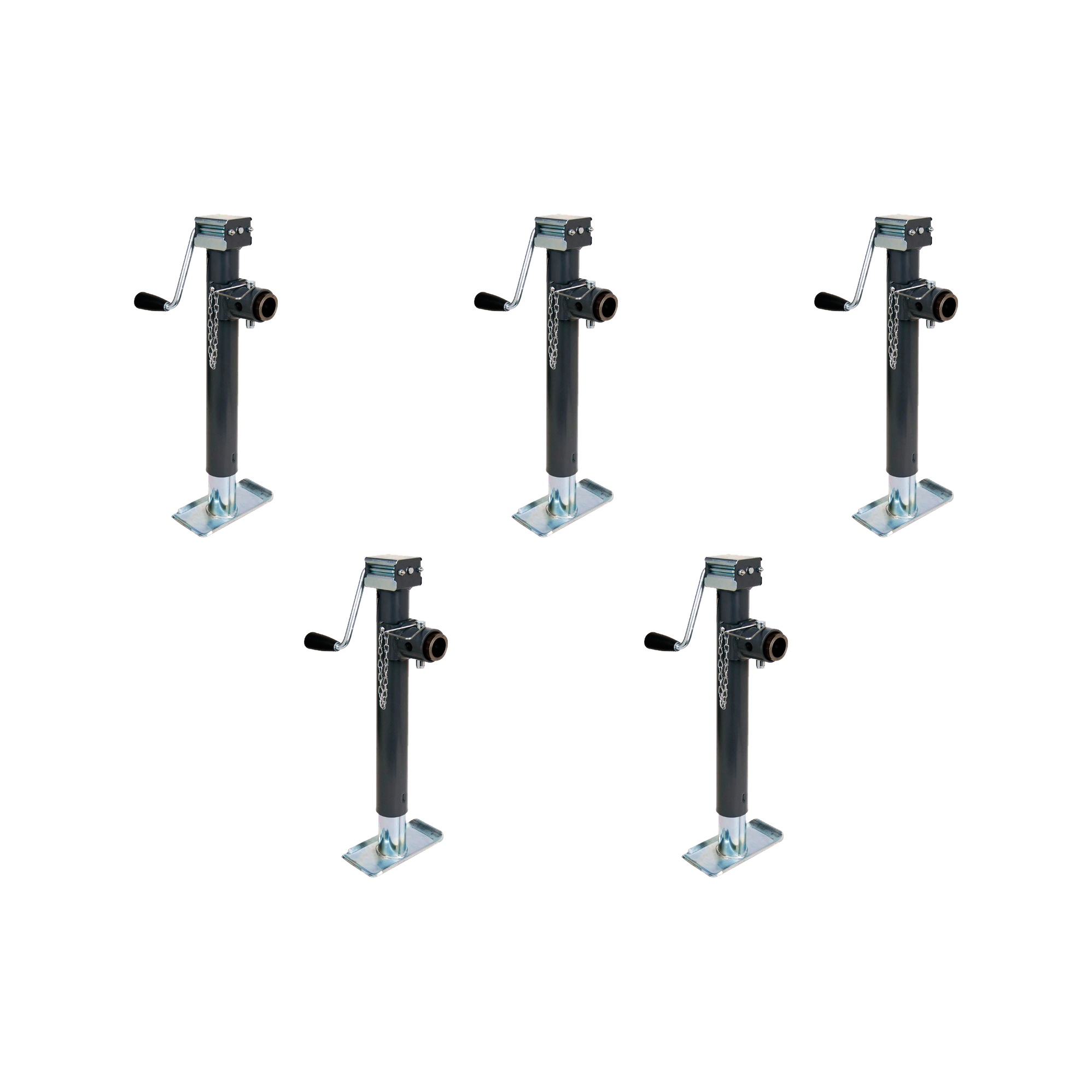 BULLDOG (5-Pack) Round Trailer Jack, Side Mount, 5,000 lbs. Lift Capacity, Sidewind, Weld-On, Includes Footplate, 15 Inch Travel thumbnail 0