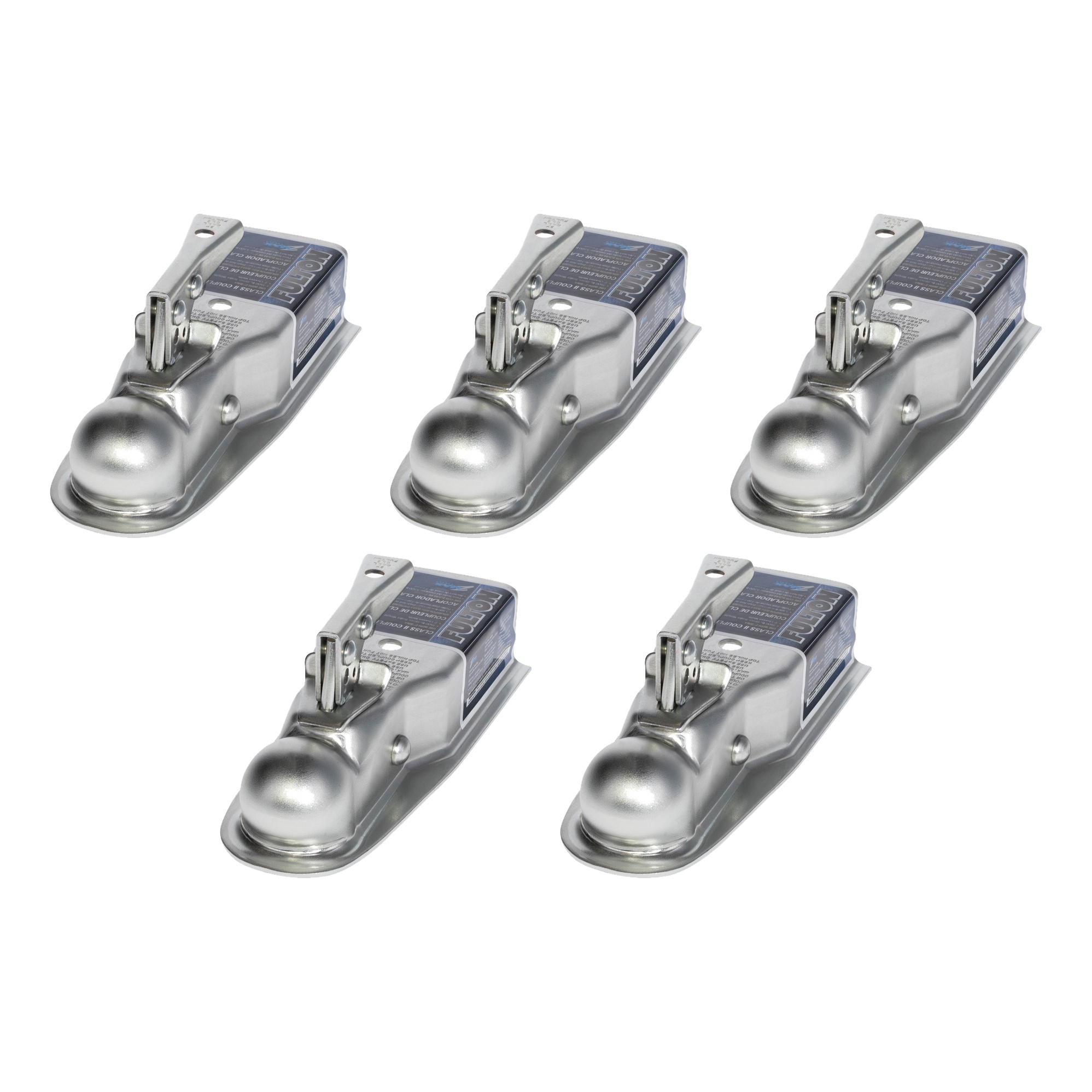 Fulton (5-Pack) Straight Coupler, 2 Inch Diameter, 3,500 lbs. Capacity, 3 Inch Channel Width, Silver