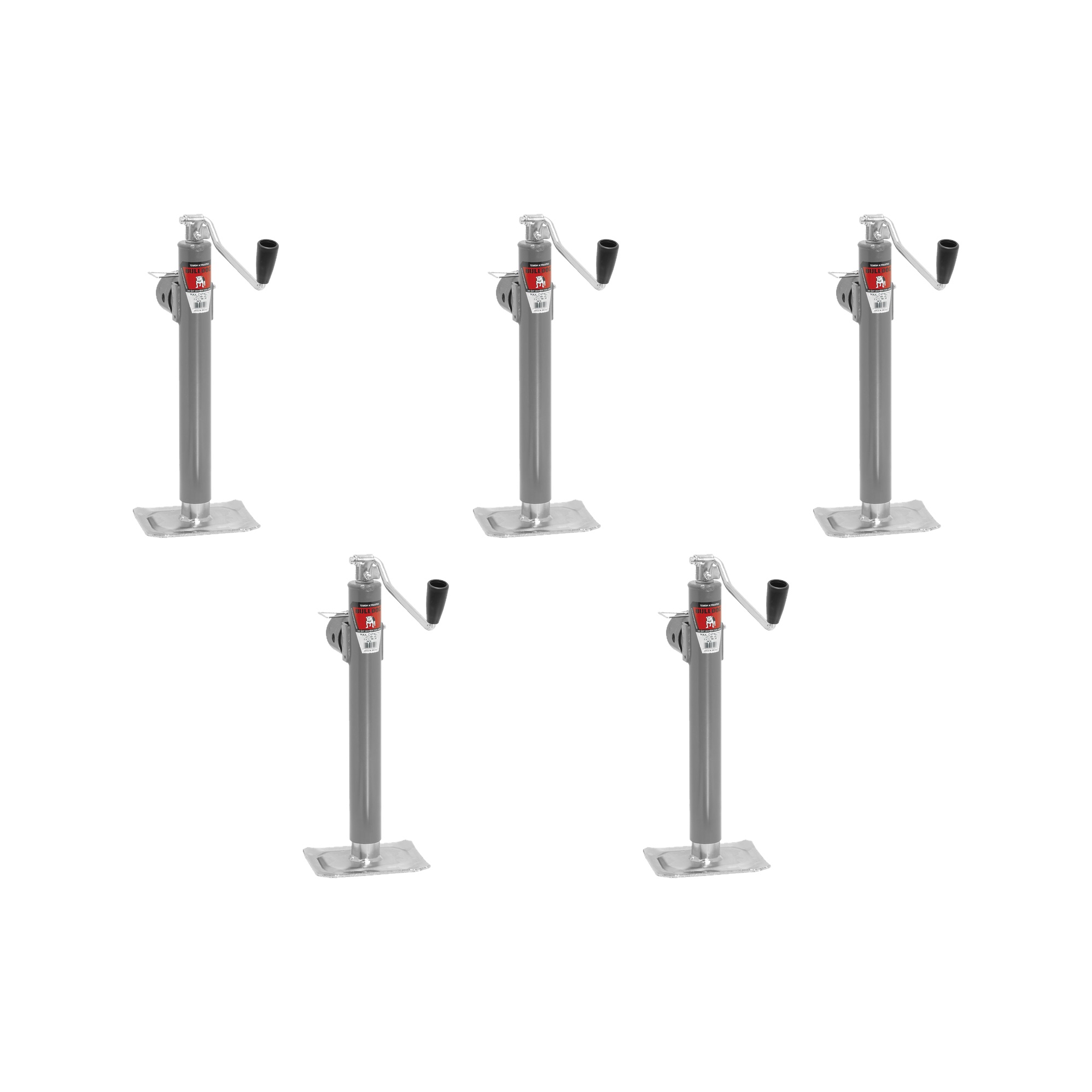 BULLDOG (5-Pack) Round Trailer Jack, Side Mount, 7,000 lbs. Lift Capacity, Topwind, Weld-On, 15 Inch Travel thumbnail 0