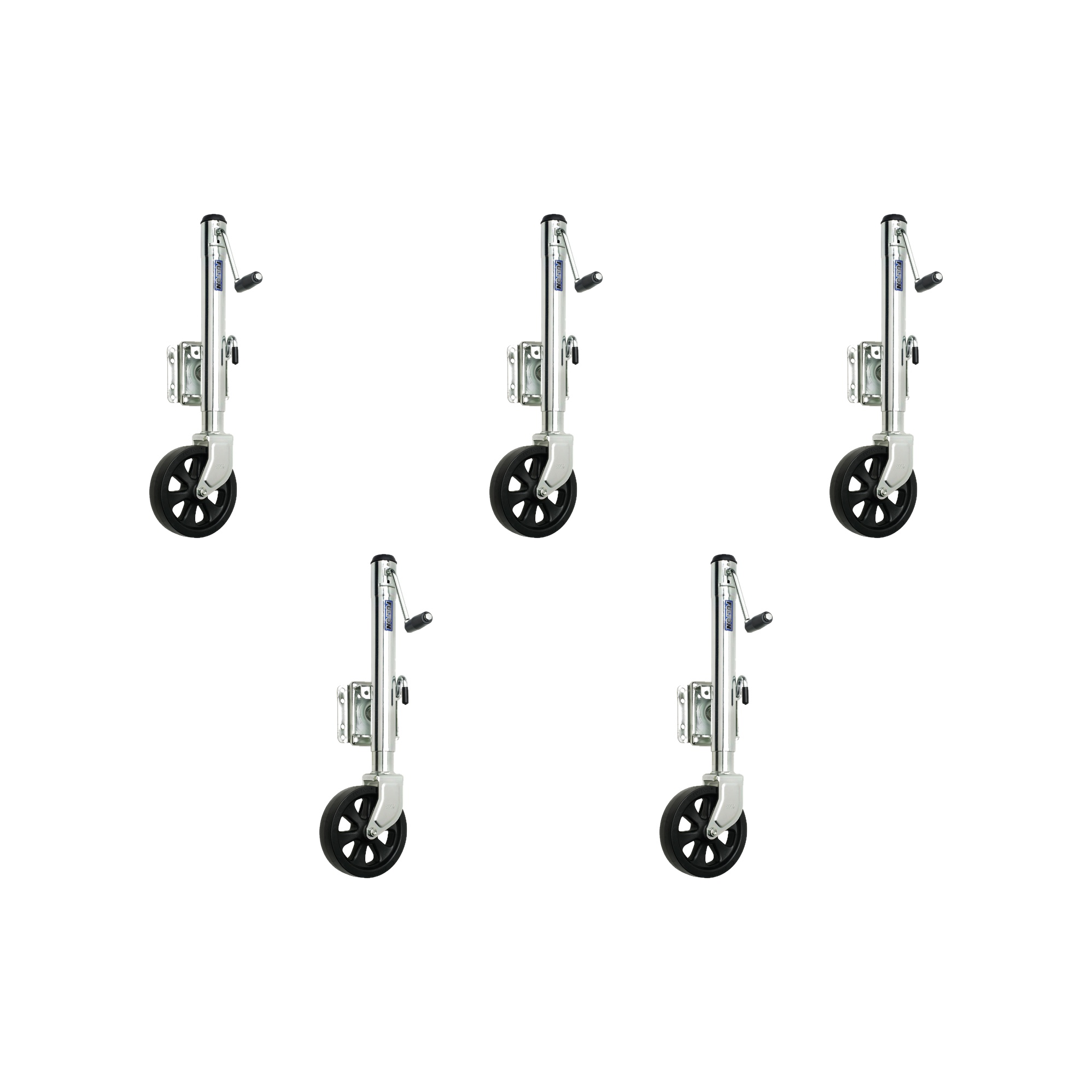 Fulton (5-Pack) Marine Trailer Jack, 1,500 lbs. Lift Capacity, Sidewind, Bolt-On Side Mount, 10 Inch Travel