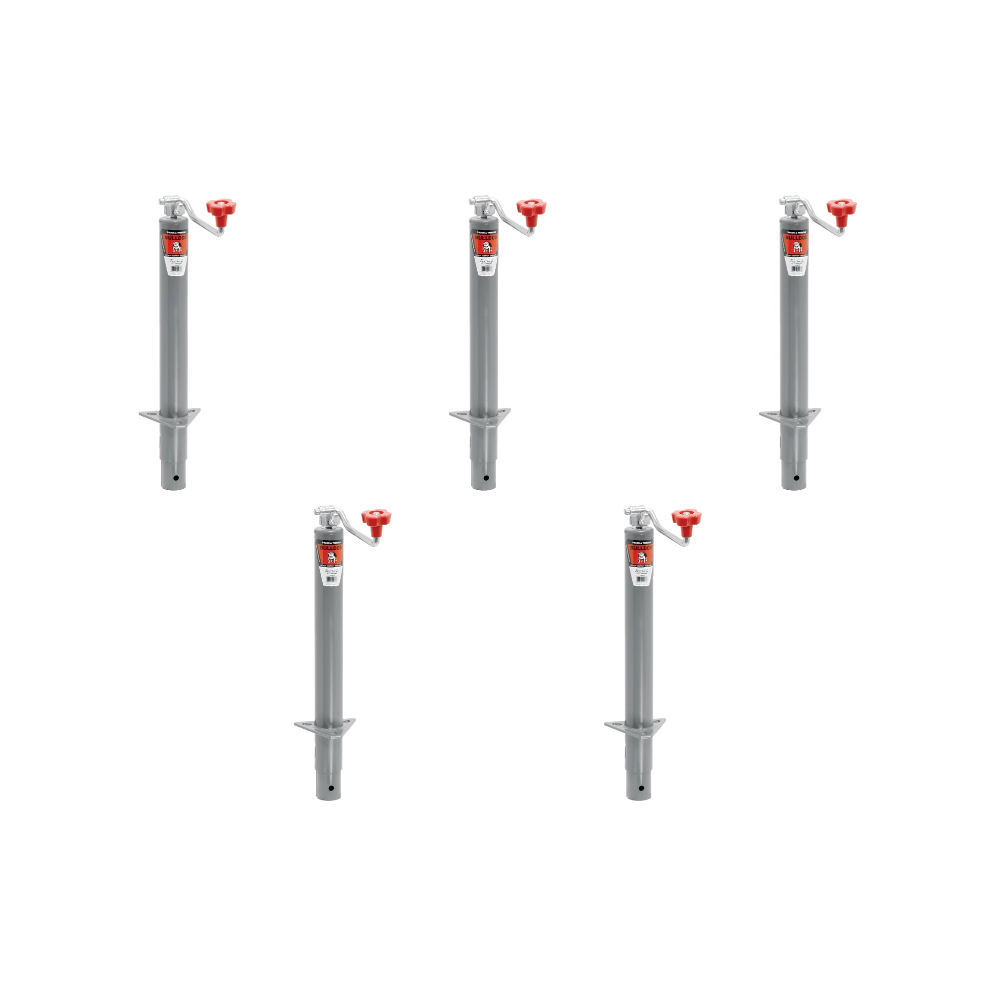 BULLDOG (5-Pack) Round Trailer Jack, A-Frame, 2,000 lbs. Lift Capacity, Topwind, Bolt-On, 15 Inch Travel, 16 Inch Clearance thumbnail 0