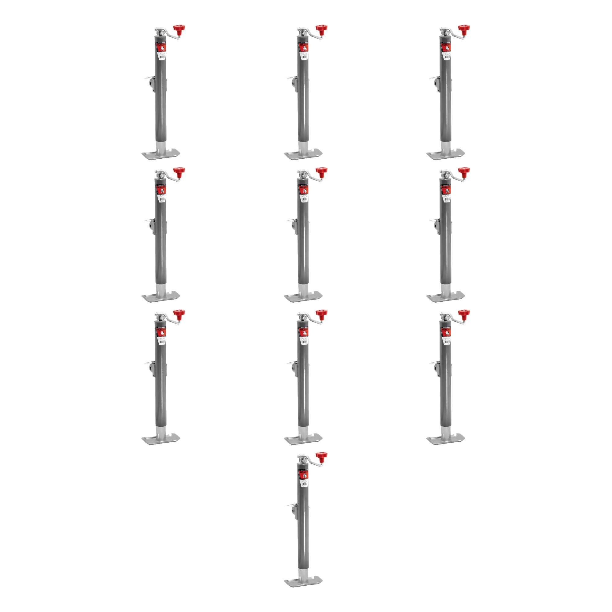 BULLDOG (10-Pack) Round Trailer Jack, Side Mount, 2,000 lbs. Lift Capacity, Topwind, Weld-On, Inc. Footplate and Male Mating Mount, 15 Inch Travel thumbnail 0