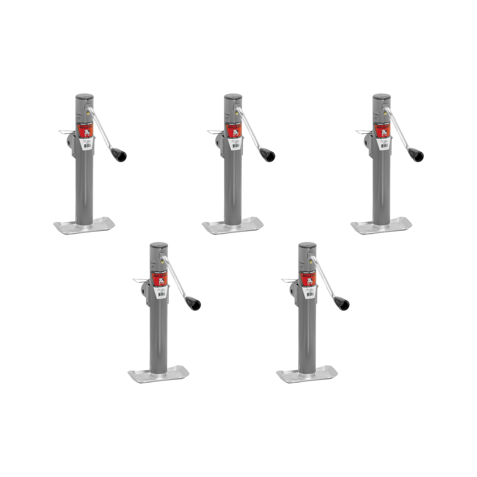 BULLDOG (5-Pack) Round Trailer Jack, Side Mount, 2,000 lbs. Lift Capacity, Sidewind, Weld-On, 15 Inch Travel thumbnail 0