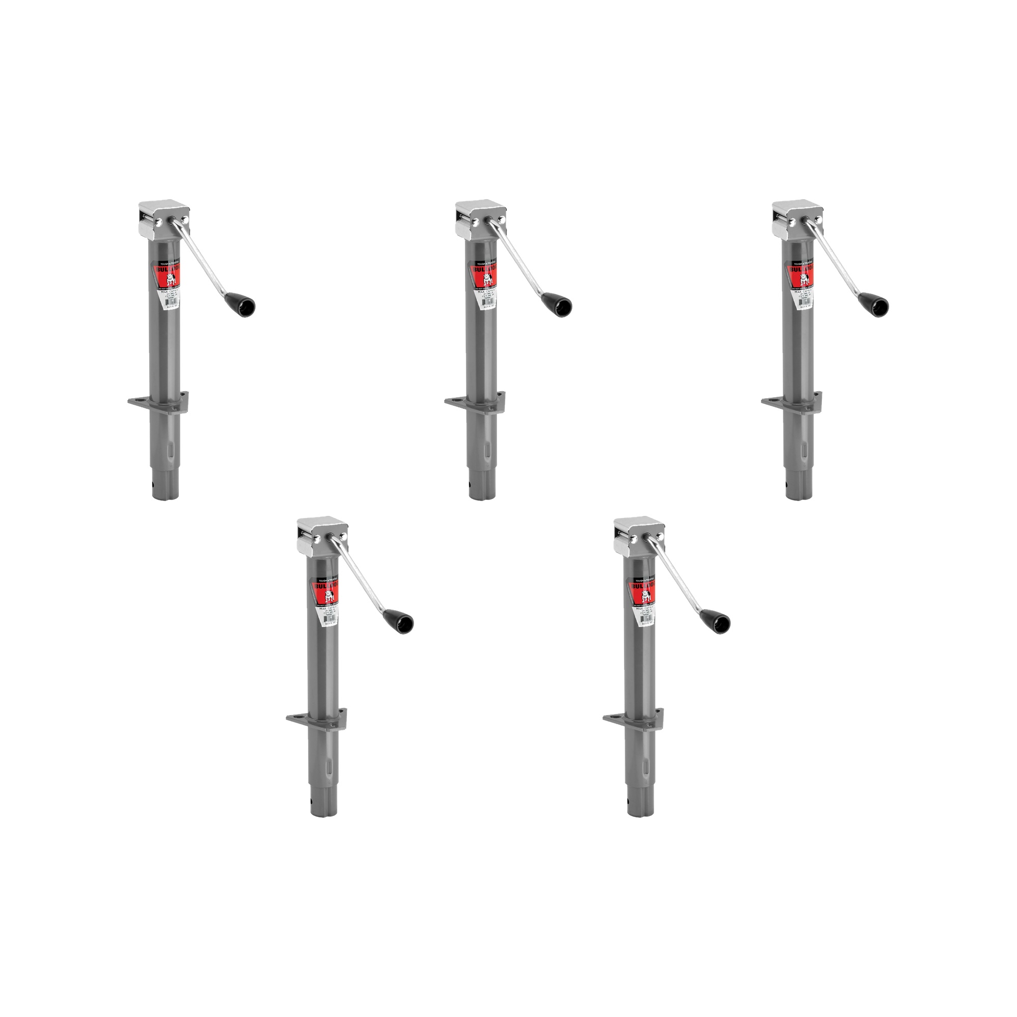 BULLDOG (5-Pack) Round Trailer Jack, A-Frame, 3,000 lbs. Lift Capacity, Sidewind, Bolt-On, 13 Inch Travel thumbnail 0