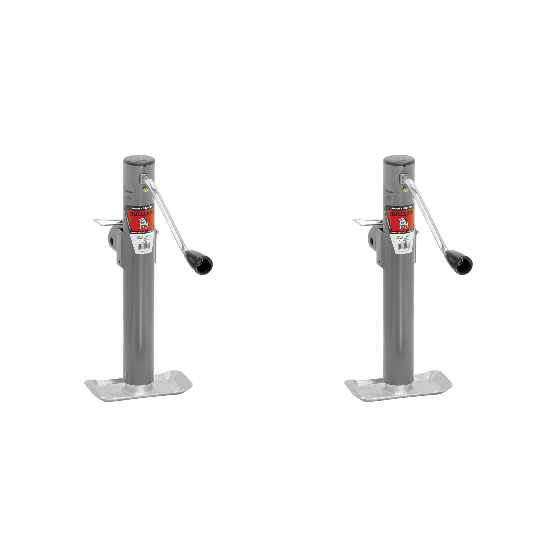 BULLDOG (2-Pack) Round Trailer Jack, Side Mount, 2,000 lbs. Lift