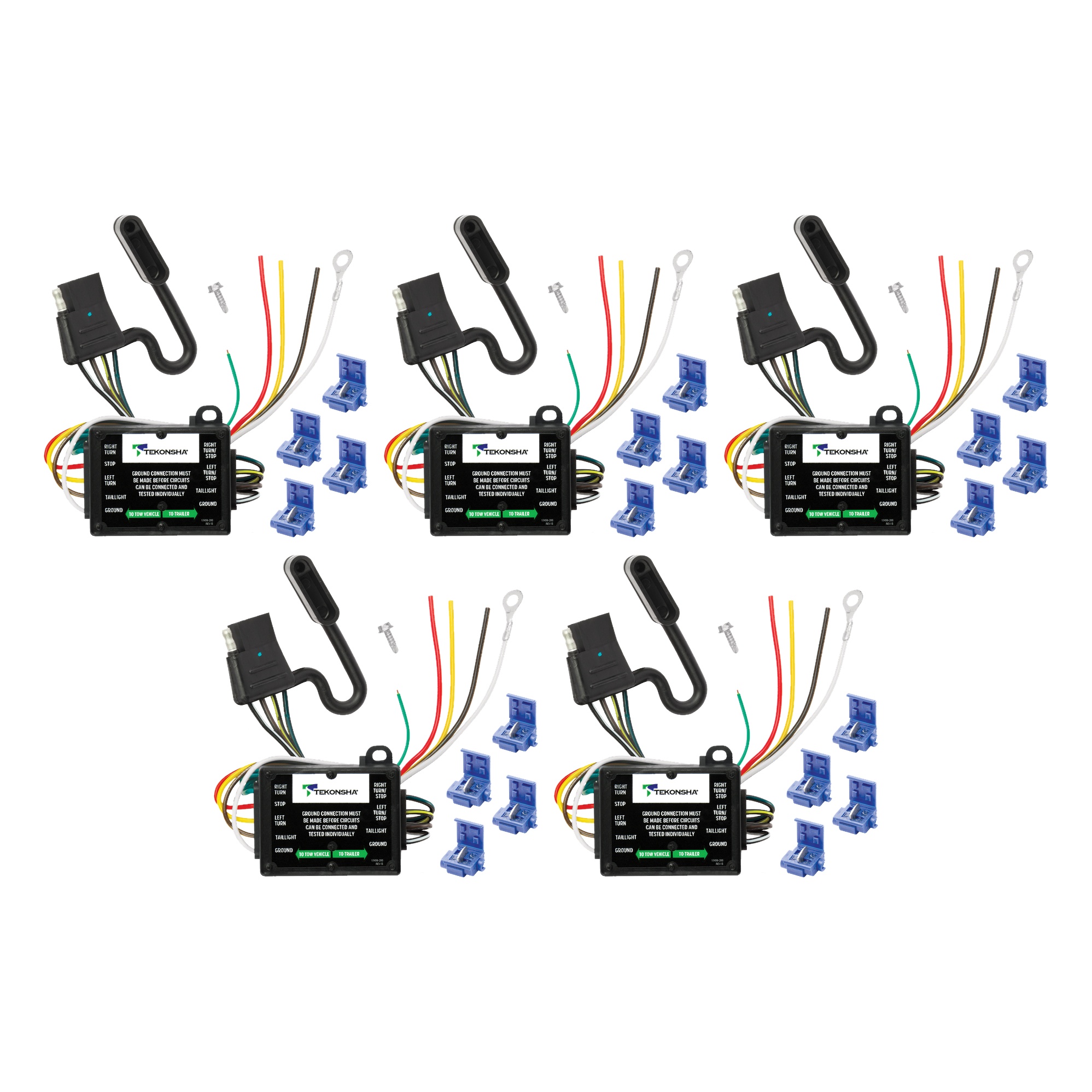 Tekonsha (5-Pack) Taillight Converter w/12 Inch Leads and 60 Inch 4-Flat Car End Connector thumbnail 0