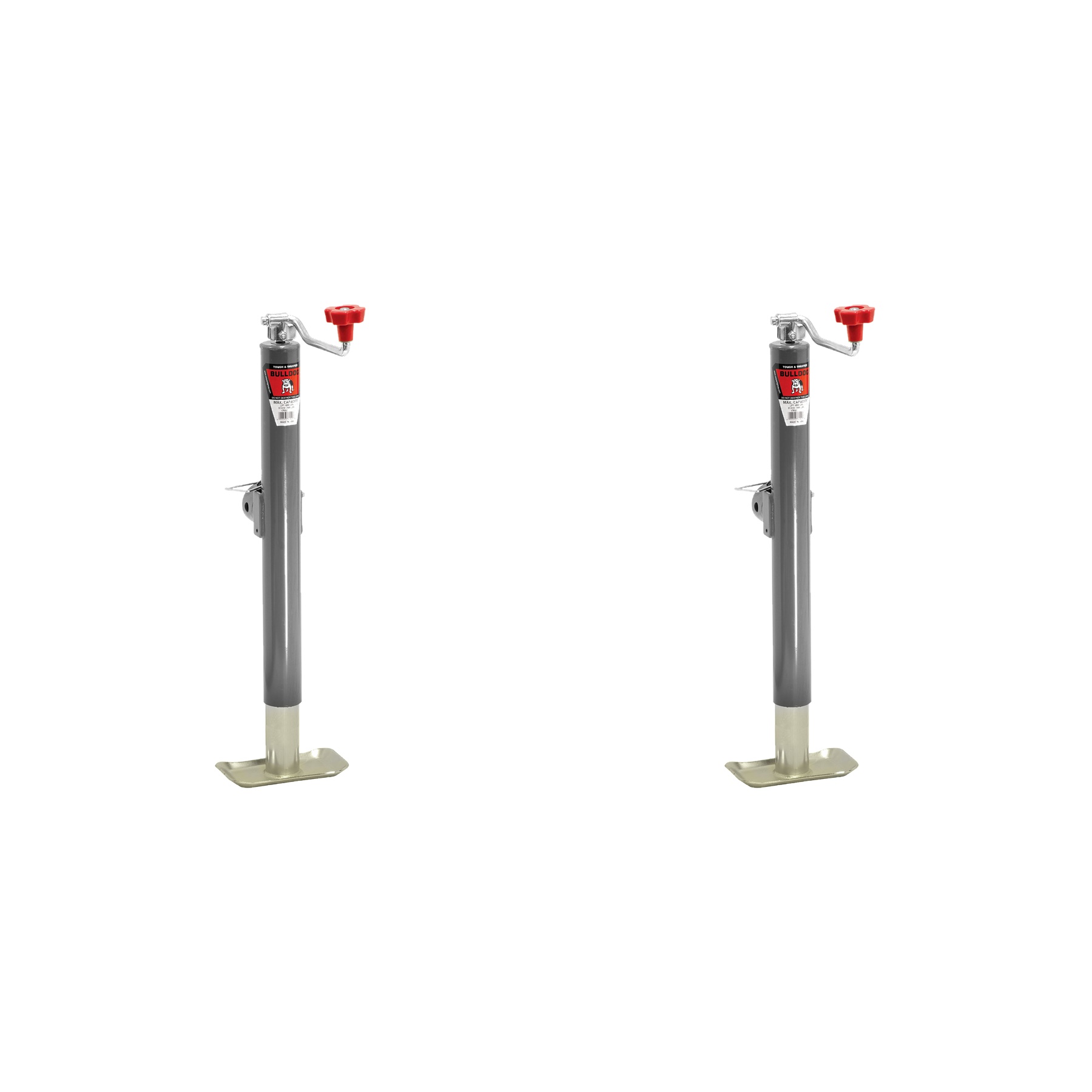 BULLDOG (2-Pack) Round Trailer Jack, Side Mount, 5,000 lbs. Lift Capacity, Topwind, Weld-On, Tubular Swivel, 15 Inch Travel thumbnail 0