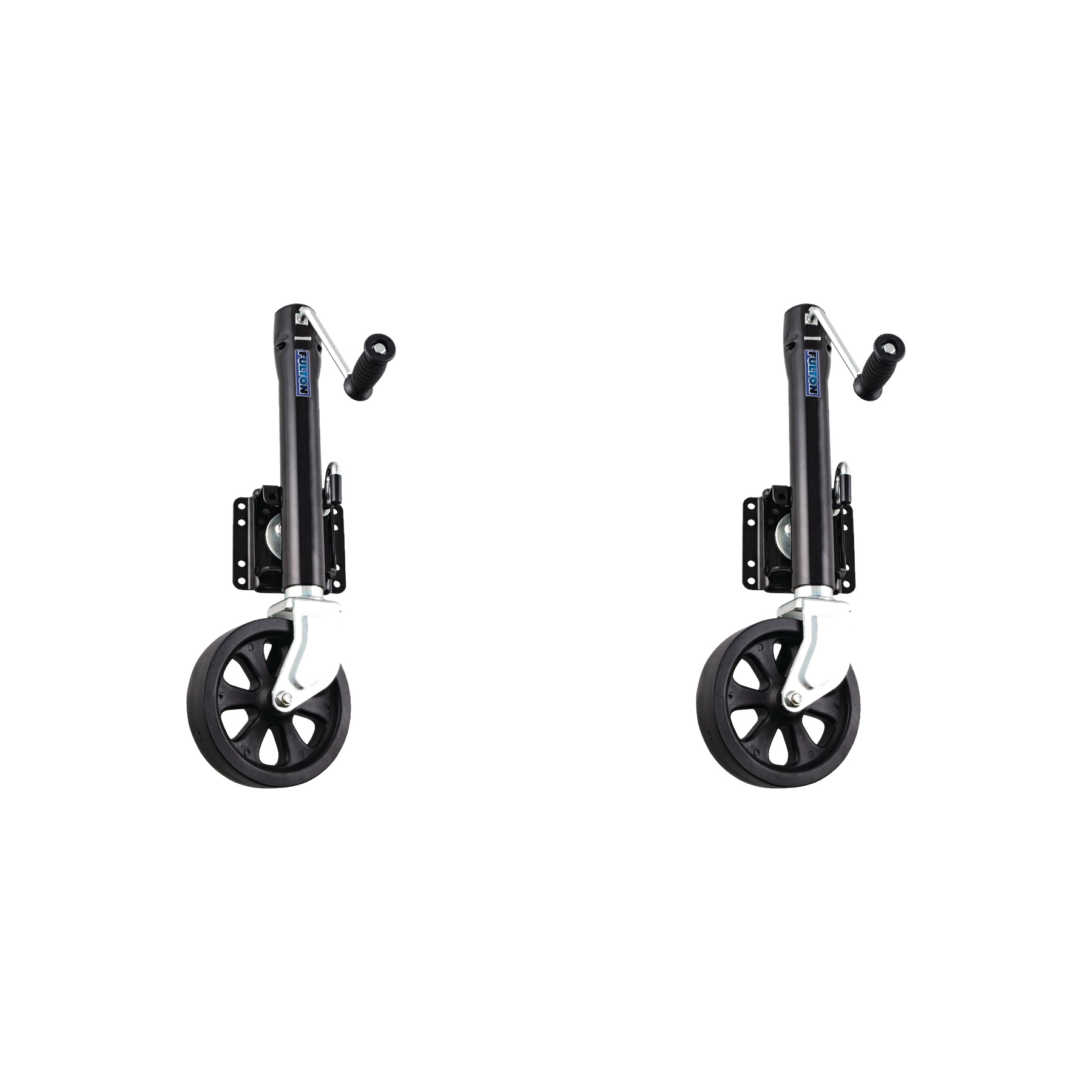 Fulton (2-Pack) Marine Trailer Jack, 1,500 lbs. Lift Capacity, Sidewind, Bolt-On Side Mount, 10 Inch Travel, Black