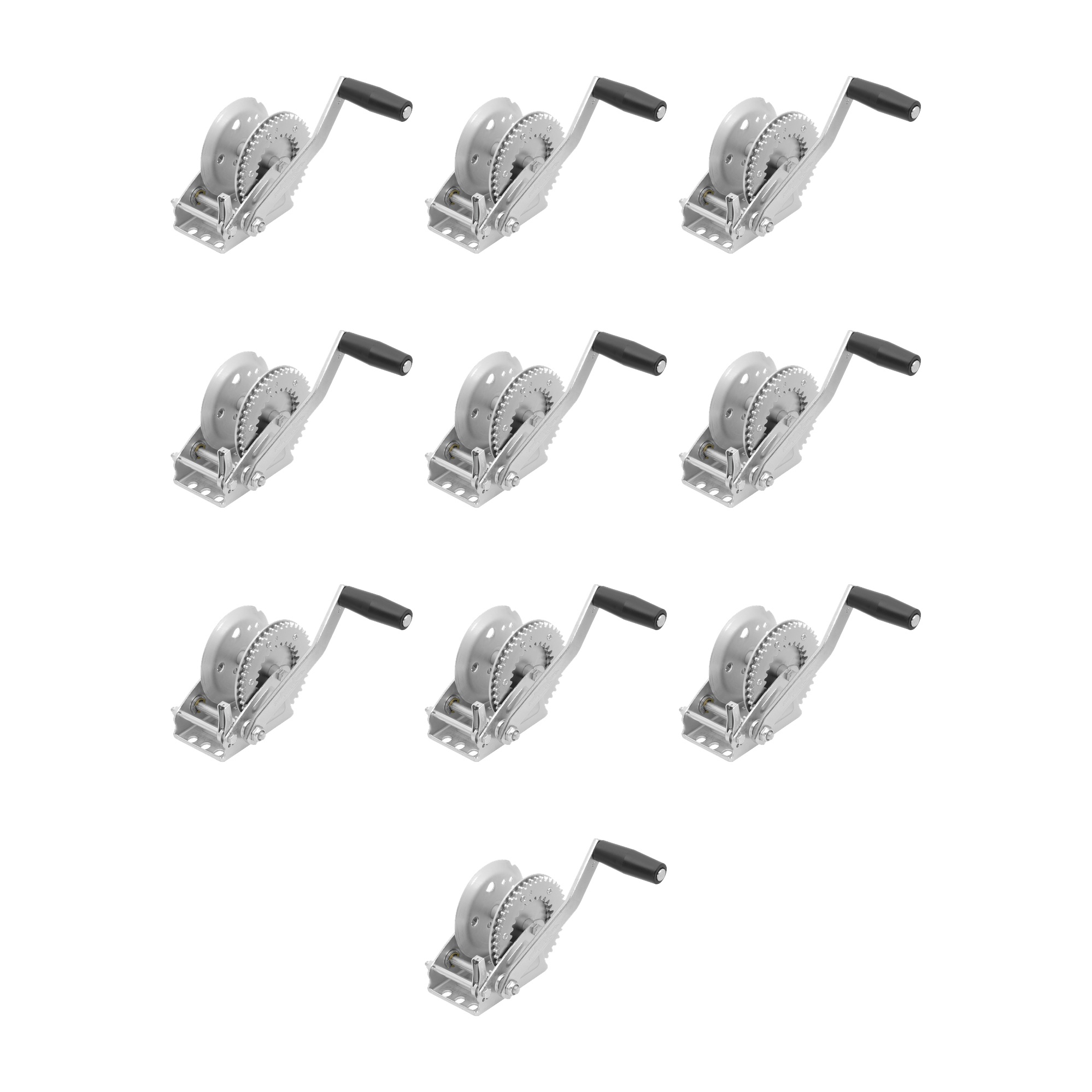 Fulton (10-Pack) Trailer Winch, Single-Speed, 1,300 lbs. Capacity, No Strap, 8 Inch Handle, Silver thumbnail 0