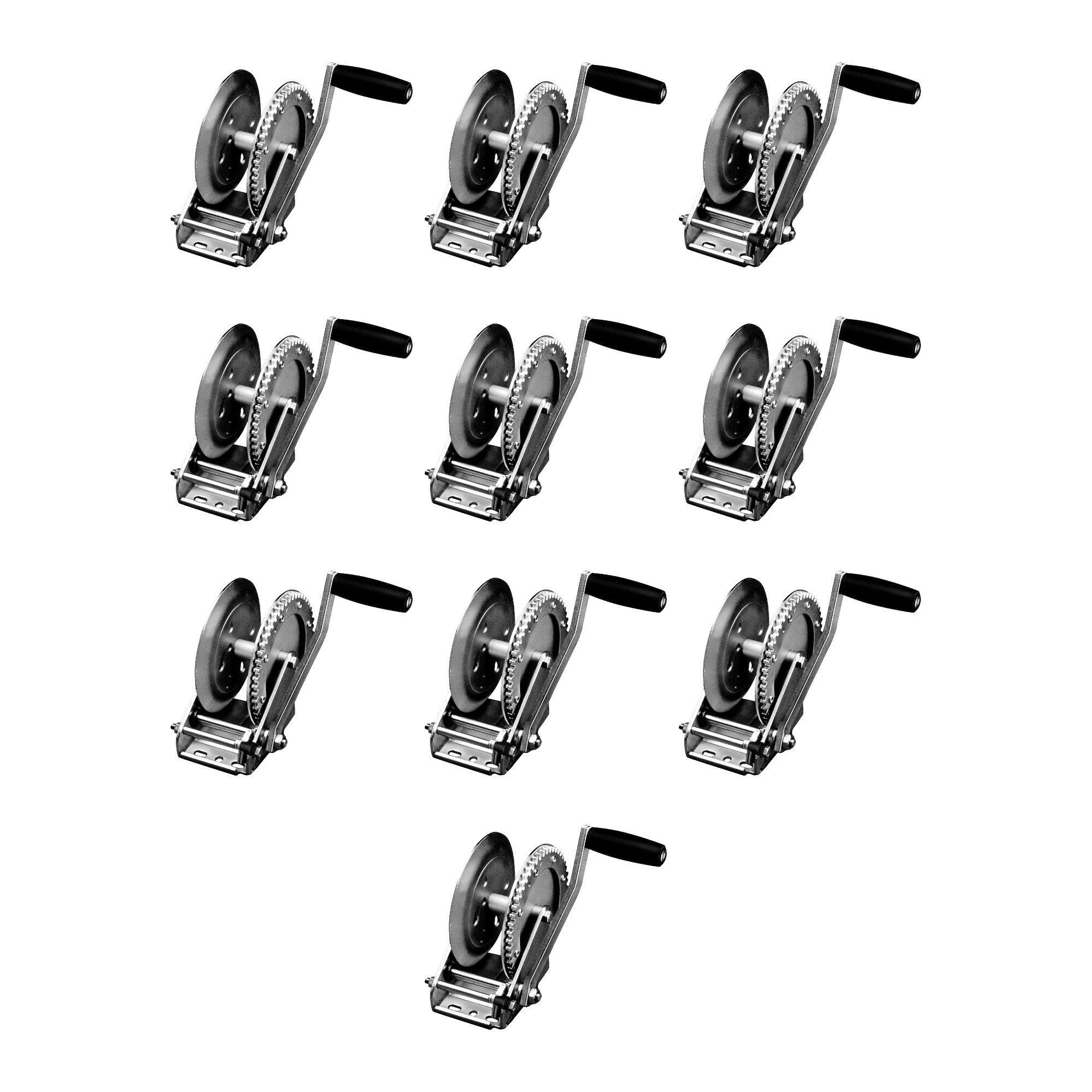 Fulton (10-Pack) Trailer Winch, Single-Speed, 1,800 lbs. Capacity, No Strap, 8 Inch Handle, Silver thumbnail 0