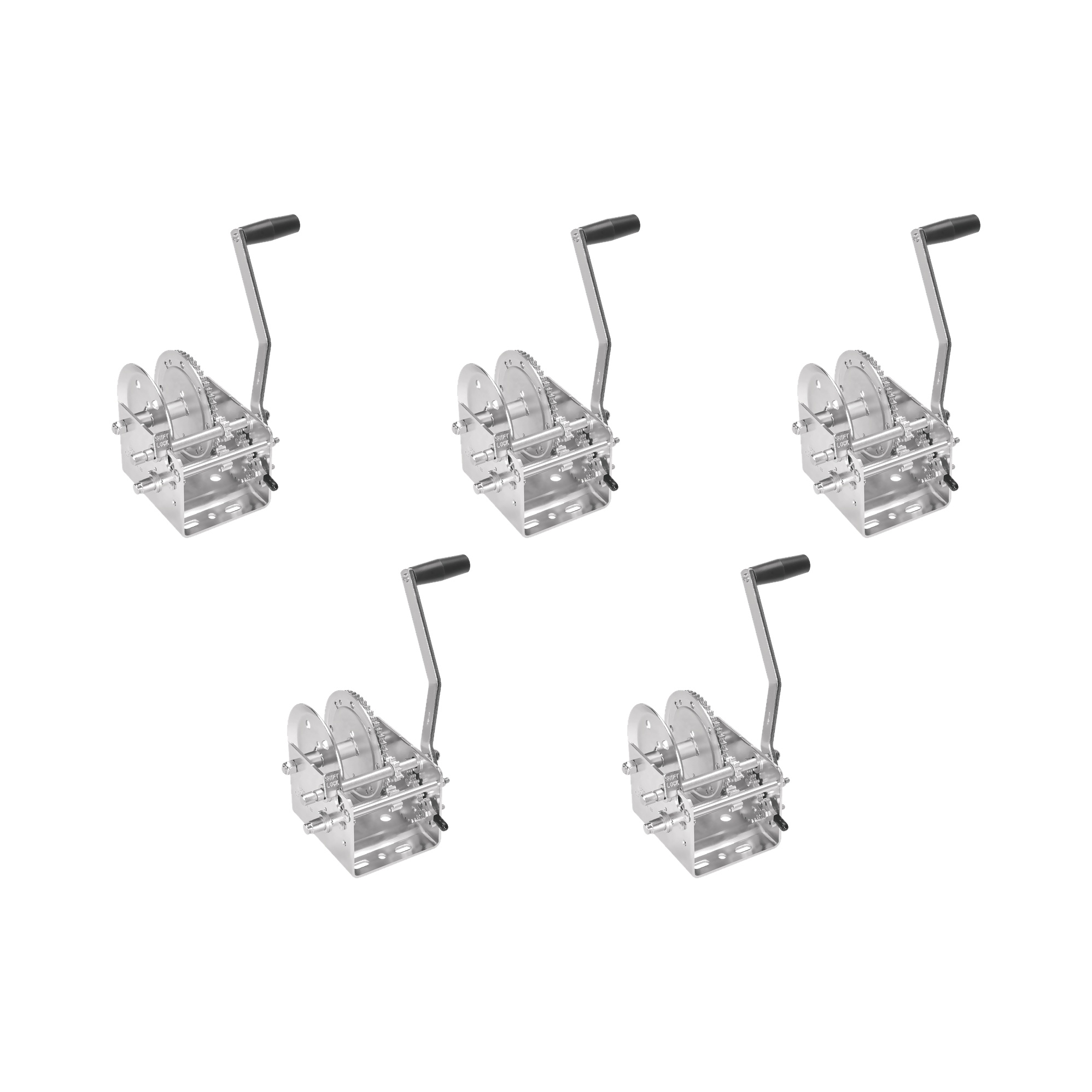 Fulton (5-Pack) Trailer Winch, Two-Speed, 2,600 lbs. Capacity, No Strap, 10 Inch Handle, Silver thumbnail 0