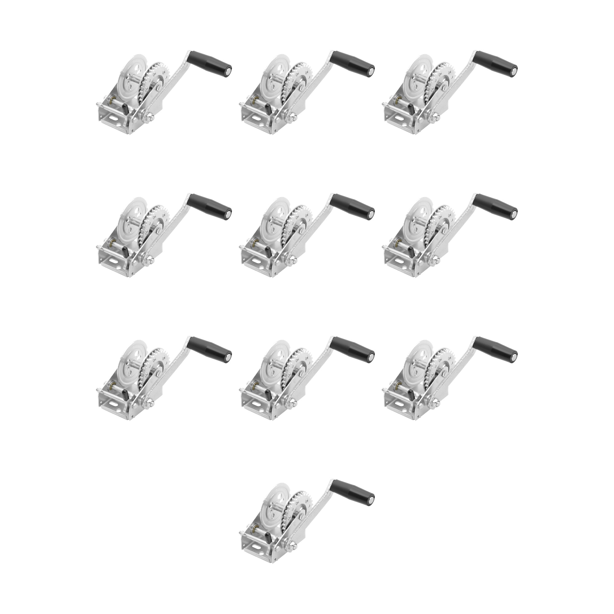 Fulton (10-Pack) Trailer Winch, Single-Speed, 900 lbs. Capacity, No Strap, 7 Inch Handle, Silver thumbnail 0