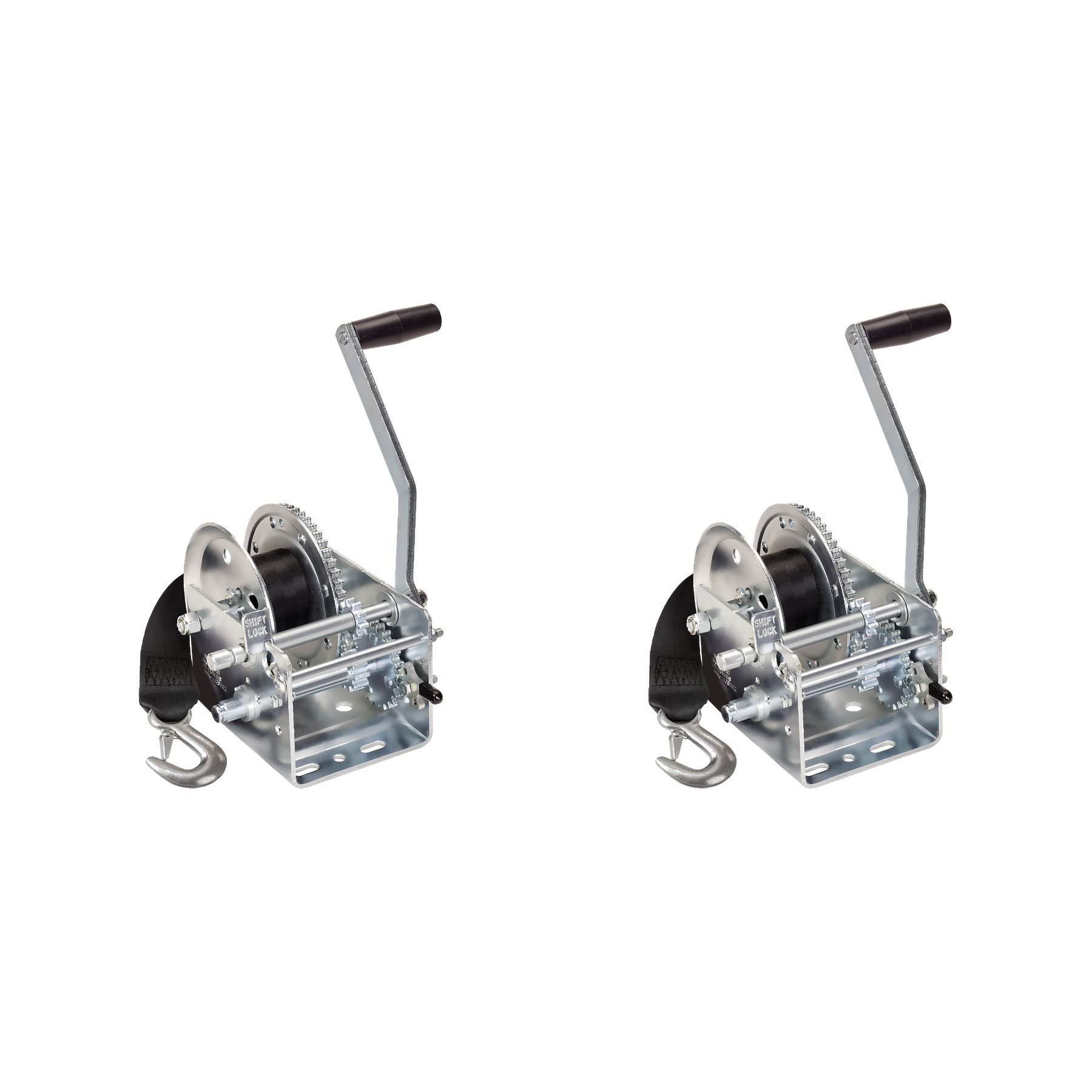 Fulton (2-Pack) Trailer Winch, Two-Speed, 2,600 lbs. Capacity, 20 Foot Strap, 10 Inch Handle, Silver thumbnail 0