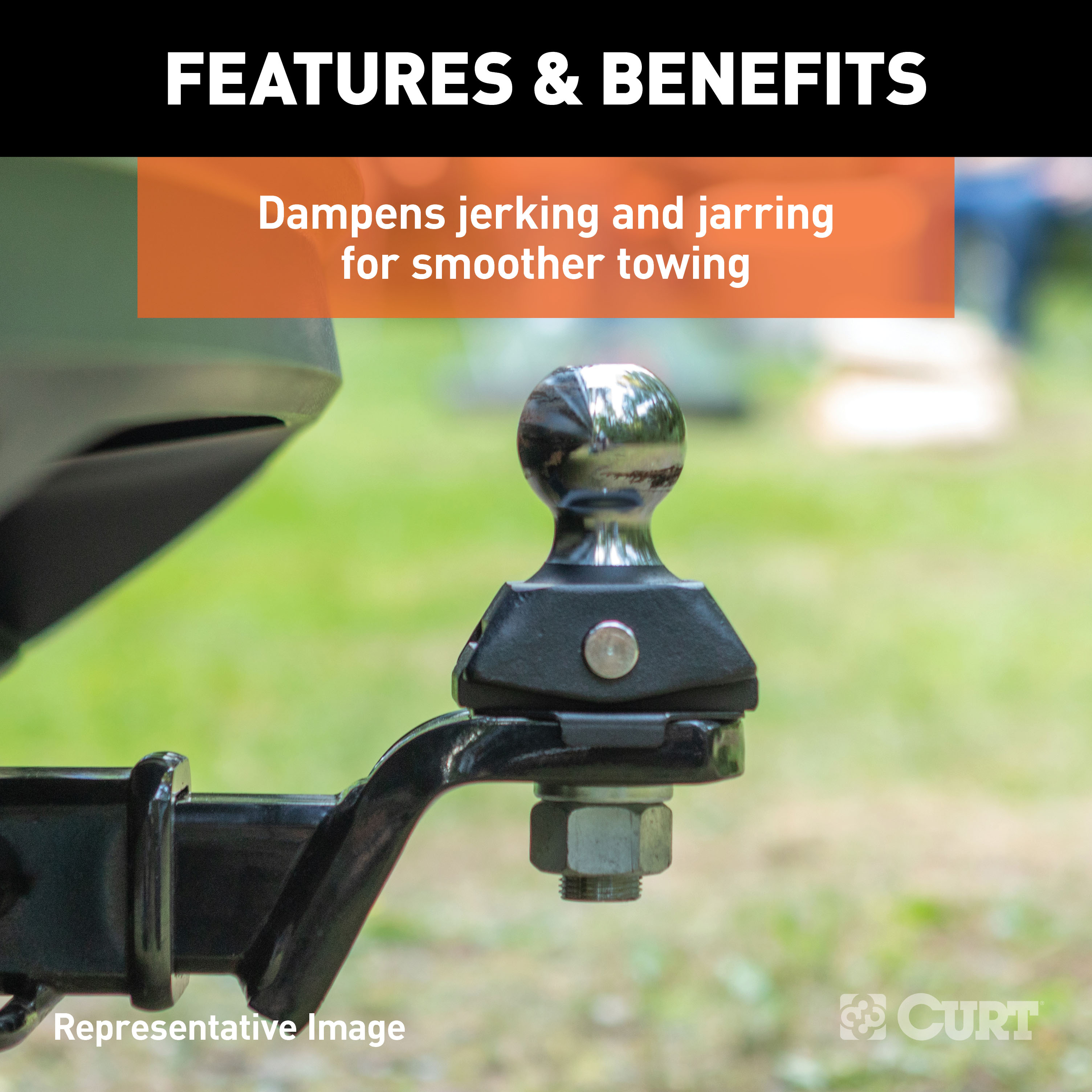 CURT RockerBall 2-5/16" Cushion Hitch Trailer Ball (1" Shank, 7,500 lbs, Packaged) Trailer Hitch Ball thumbnail 3