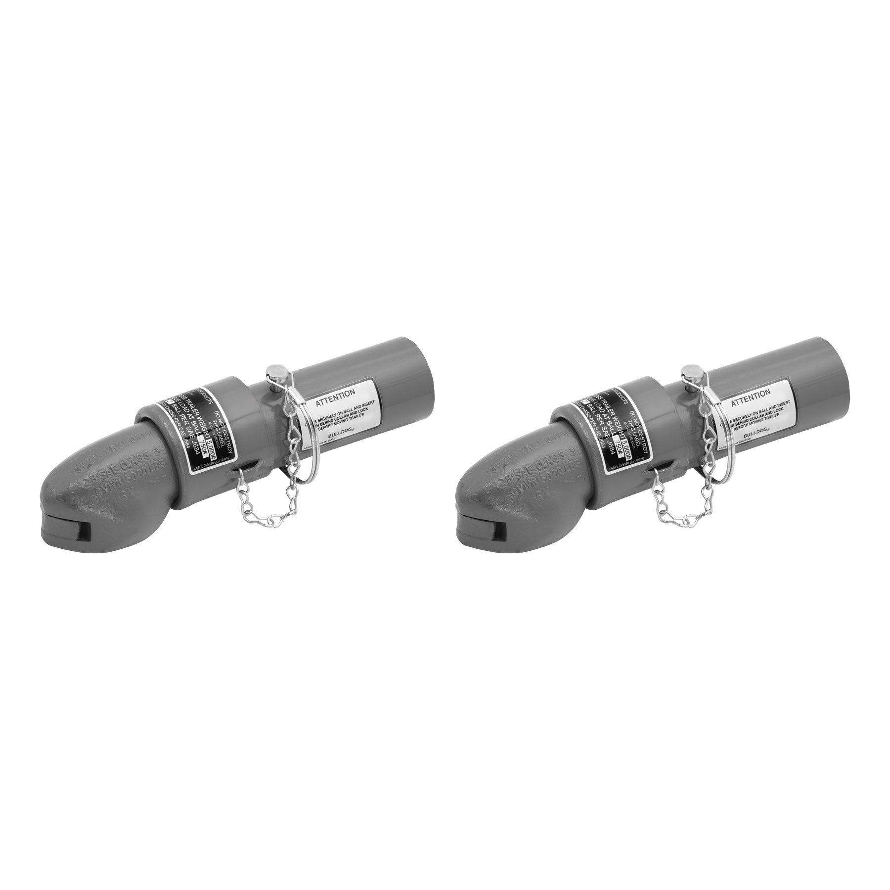 BULLDOG (2-Pack) Collar-Lok Straight Coupler, 2 Inch Diameter, Pin Style, 5,000 lbs. Capacity, 1-3/4 Inch I.D. Round Channel, Gray thumbnail 0