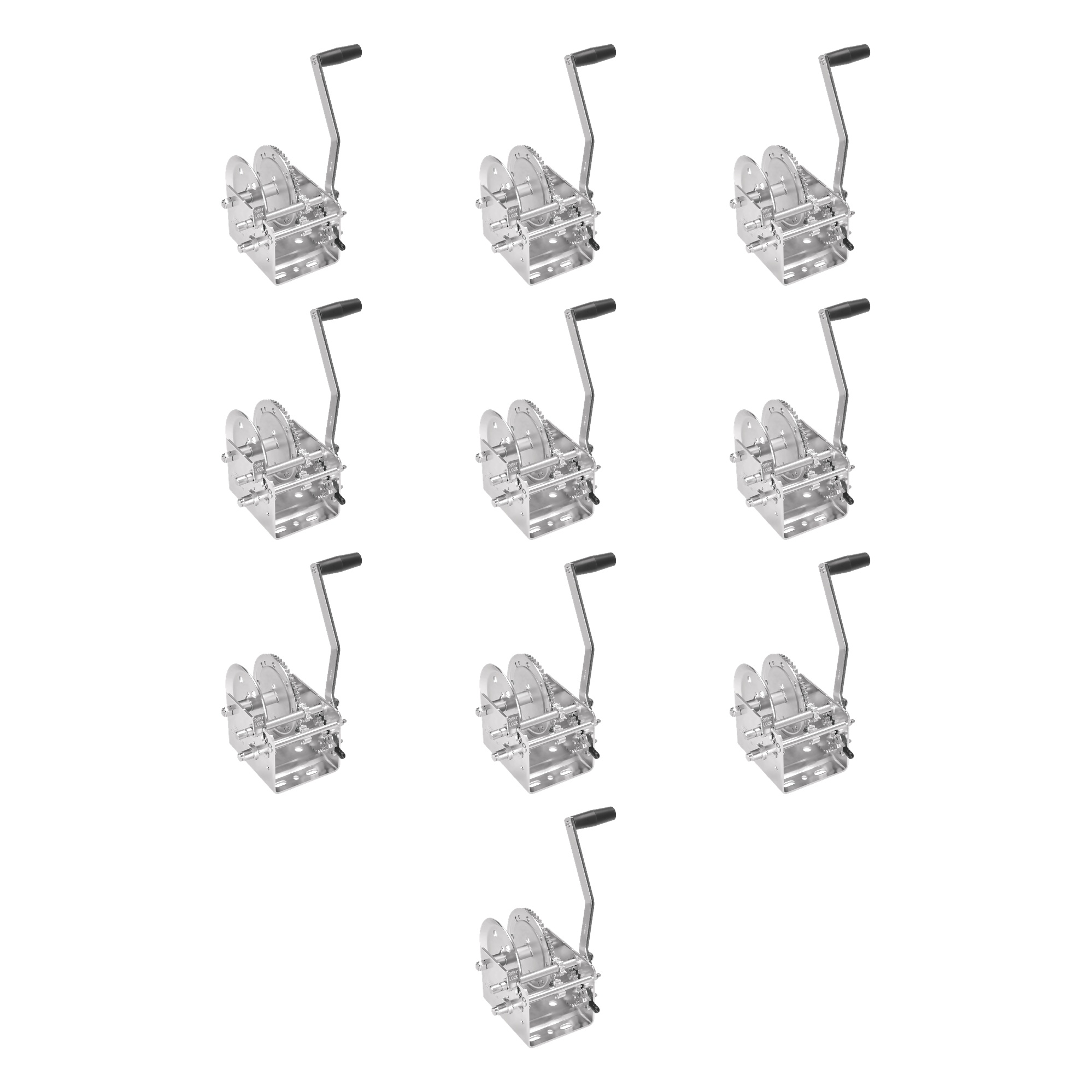Fulton (10-Pack) Trailer Winch, Two-Speed, 2,600 lbs. Capacity, No Strap, 10 Inch Handle, Silver thumbnail 0