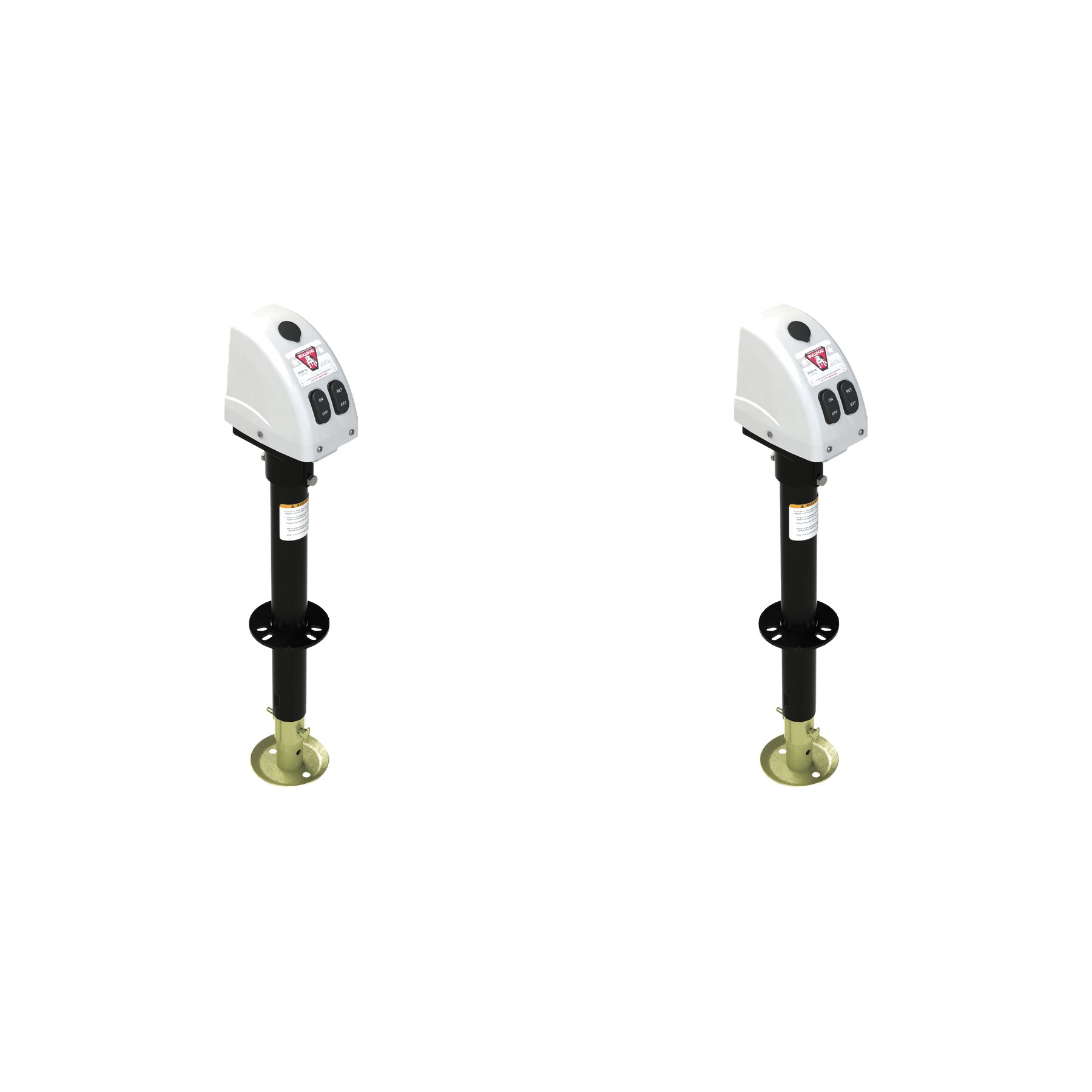 BULLDOG (2-Pack) Powered Trailer Jack, A-Frame, 3,500 lbs. Lift Capacity, Bolt-On, 14 Inch Travel, White Cover thumbnail 0