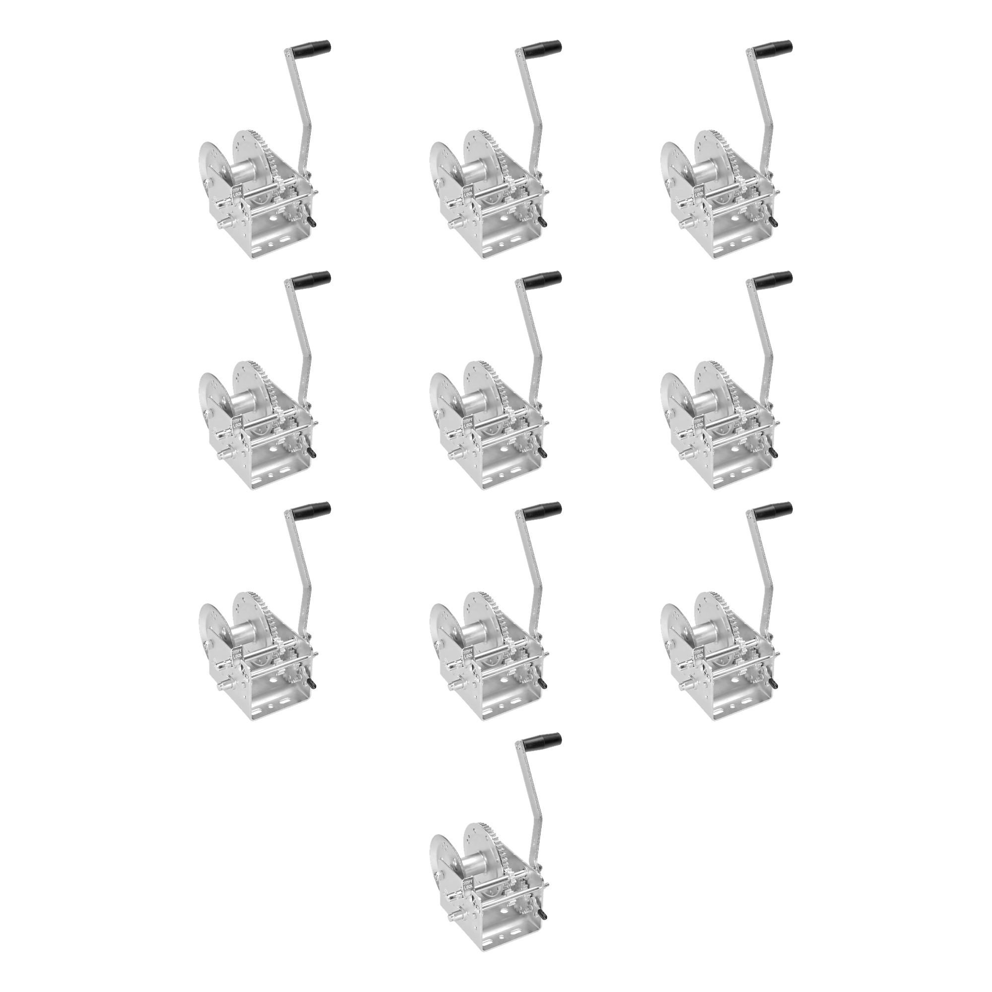 Fulton (10-Pack) Trailer Winch, Two-Speed, 3,200 lbs. Capacity, No Strap, 10 Inch Handle, Silver thumbnail 0