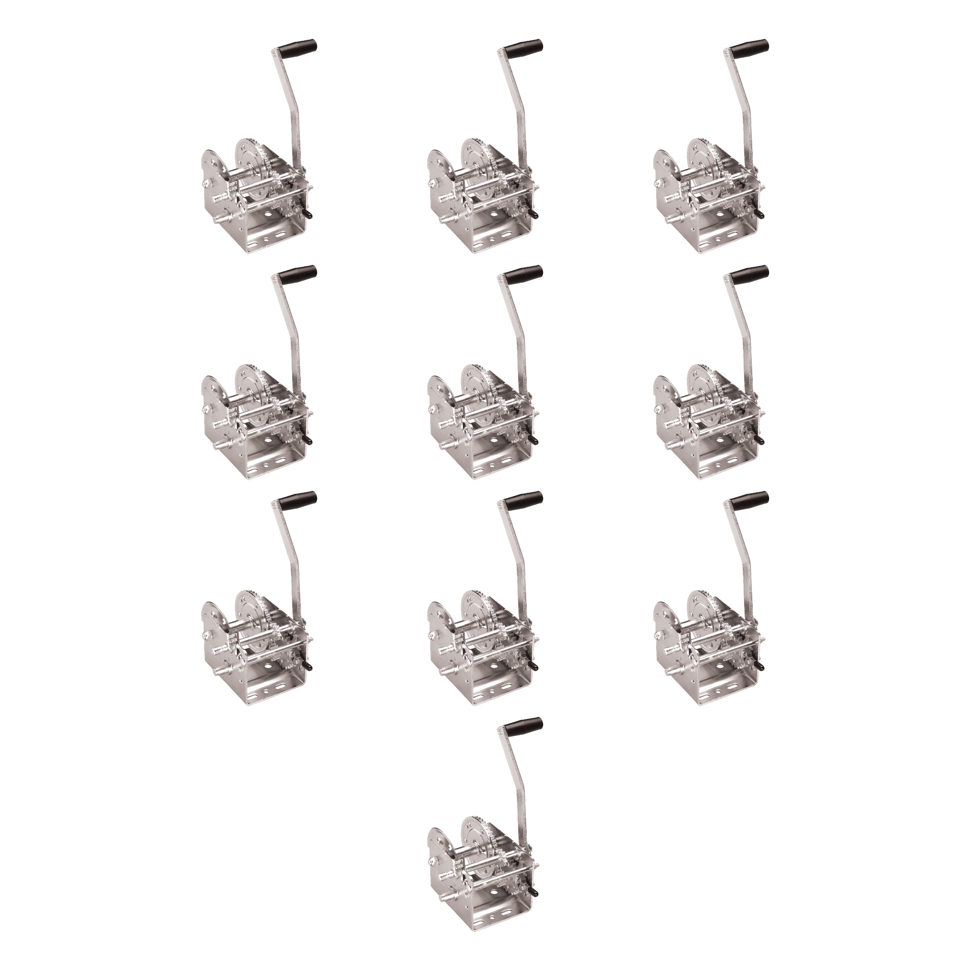 Fulton (10-Pack) Trailer Winch, Two-Speed, 2,000 lbs. Capacity, No Strap, 10 Inch Handle, Silver (Bulk 60) thumbnail 0