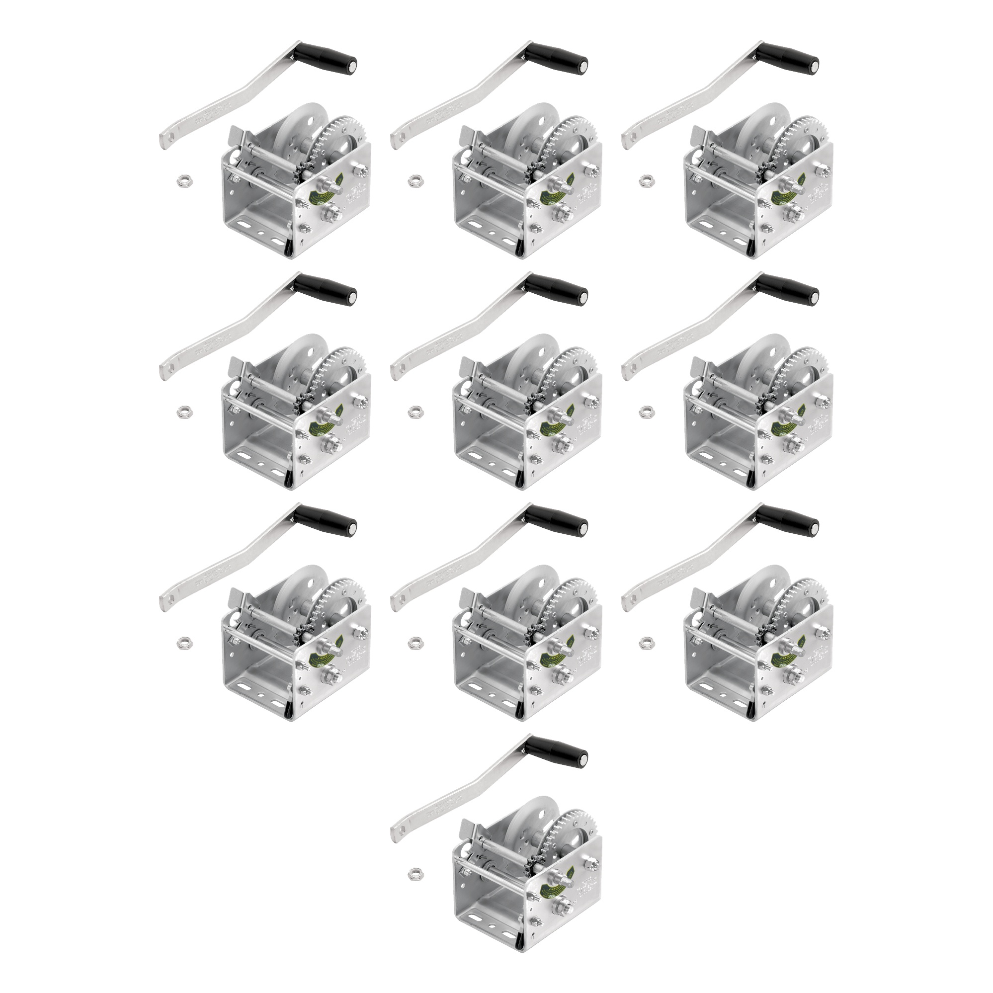 Fulton (10-Pack) Trailer Winch, Two-Speed, 2,000 lbs. Capacity, No Strap, 6.25 Inch Handle, Silver thumbnail 0