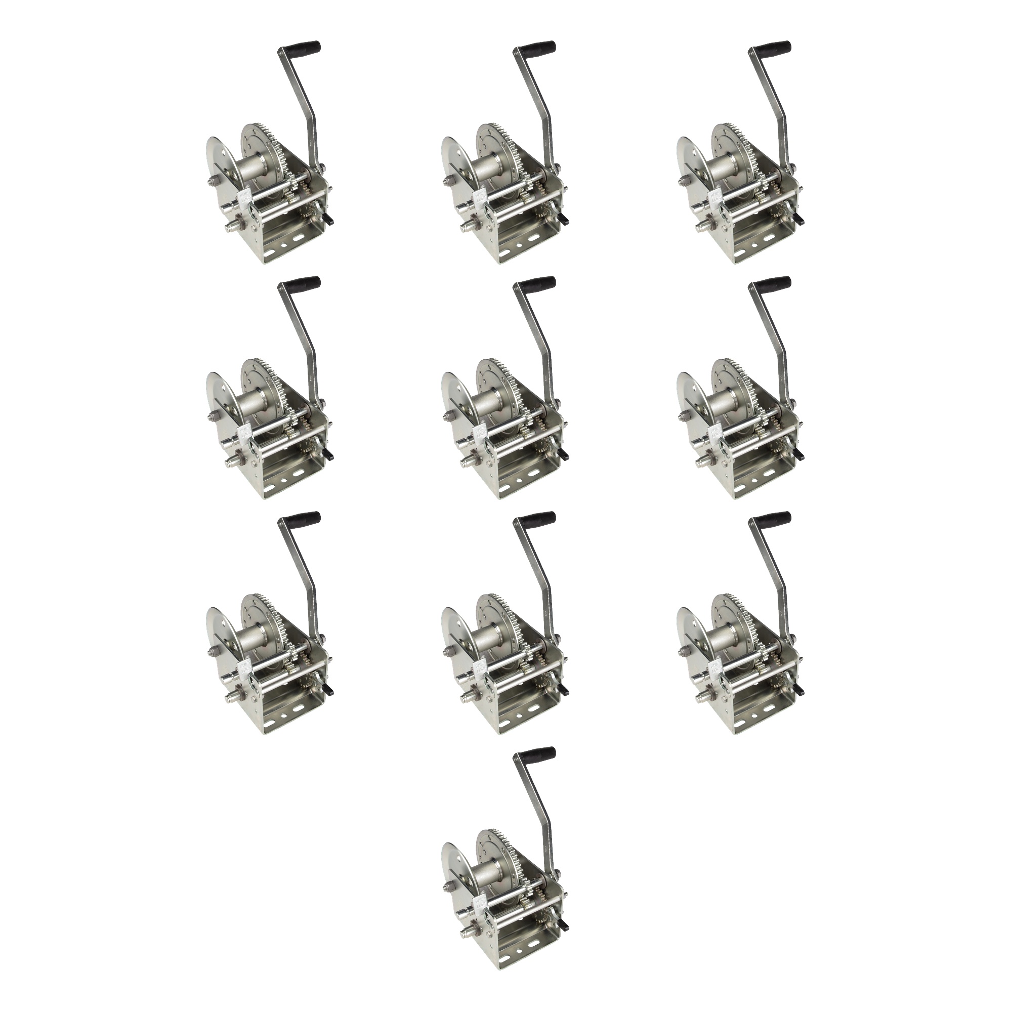 Fulton (10-Pack) Trailer Winch, Two-Speed, 3,200 lbs. Capacity, No Strap, 10 Inch Handle, Silver (Bulk 56) thumbnail 0