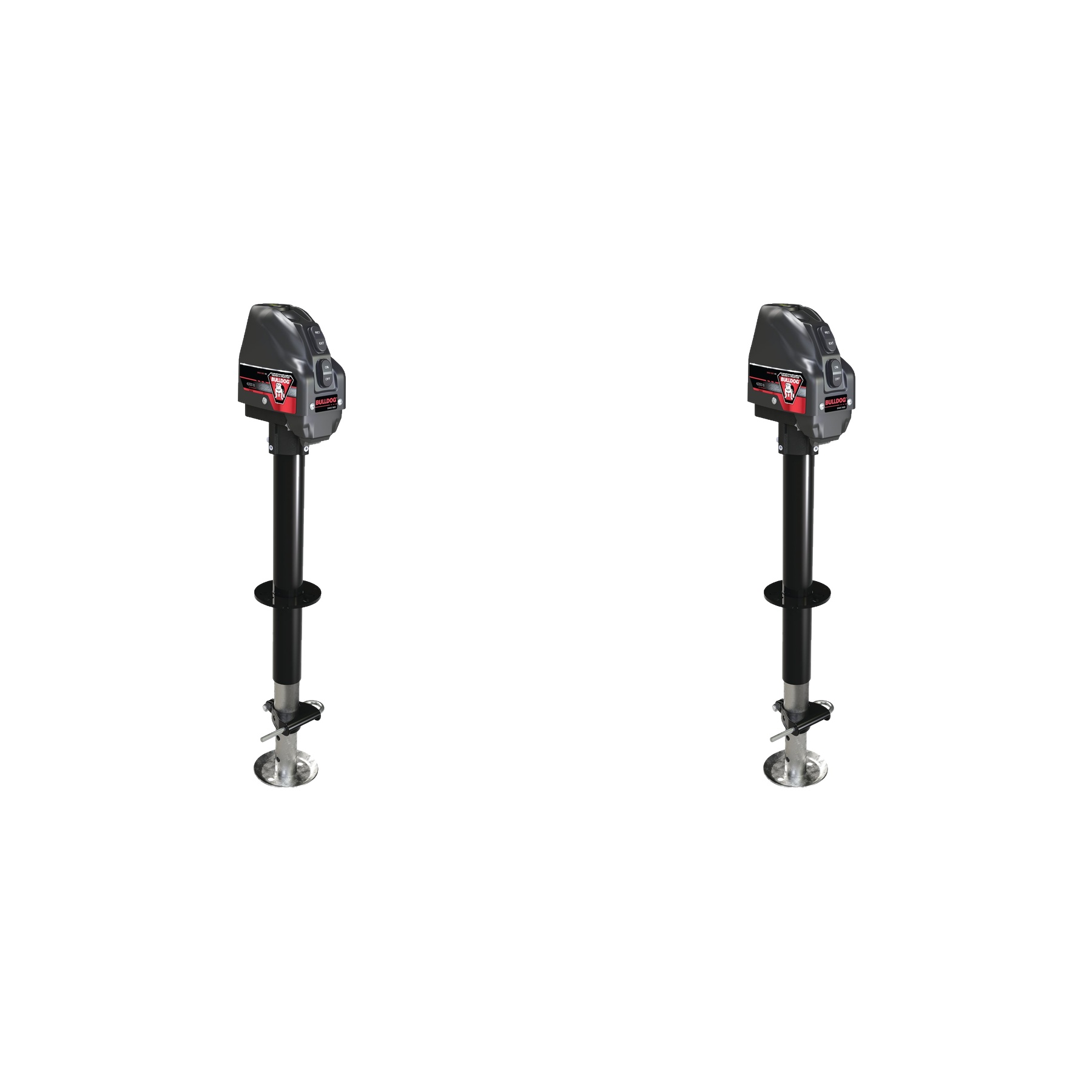 BULLDOG (2-Pack) Powered Trailer Jack, A-Frame, 4,000 lbs. Lift Capacity, Bolt-On, 22 Inch Travel, Black Cover thumbnail 0