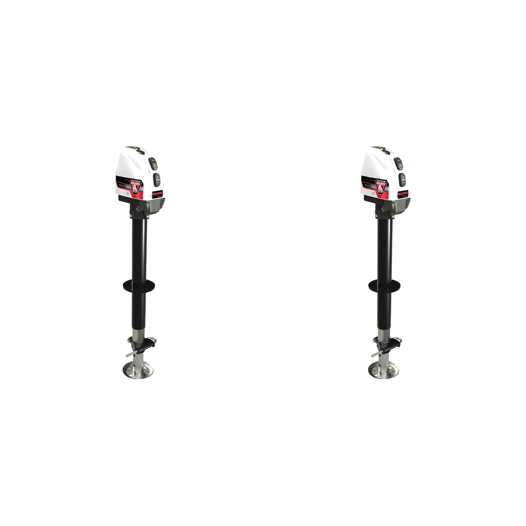 BULLDOG (2-Pack) Powered Trailer Jack, A-Frame, 4,000 lbs. Lift Capacity, Bolt-On, 22 Inch Travel, White Cover thumbnail 0