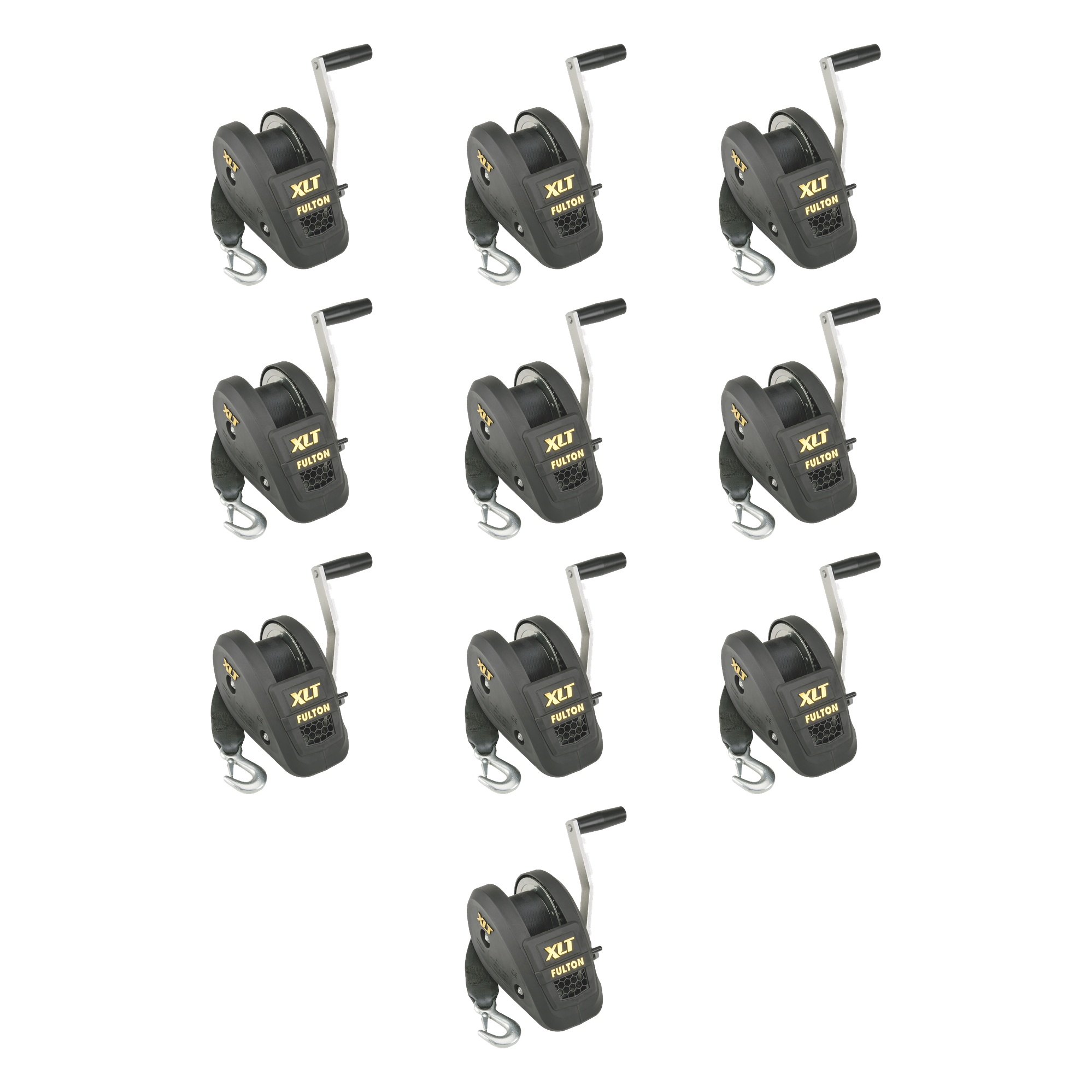 Fulton (10-Pack) XLT® Marine Trailer Winch, Single-Speed, 1,500 lbs. Capacity, 20 Foot Strap, 10 Inch Handle, Black Cover thumbnail 0