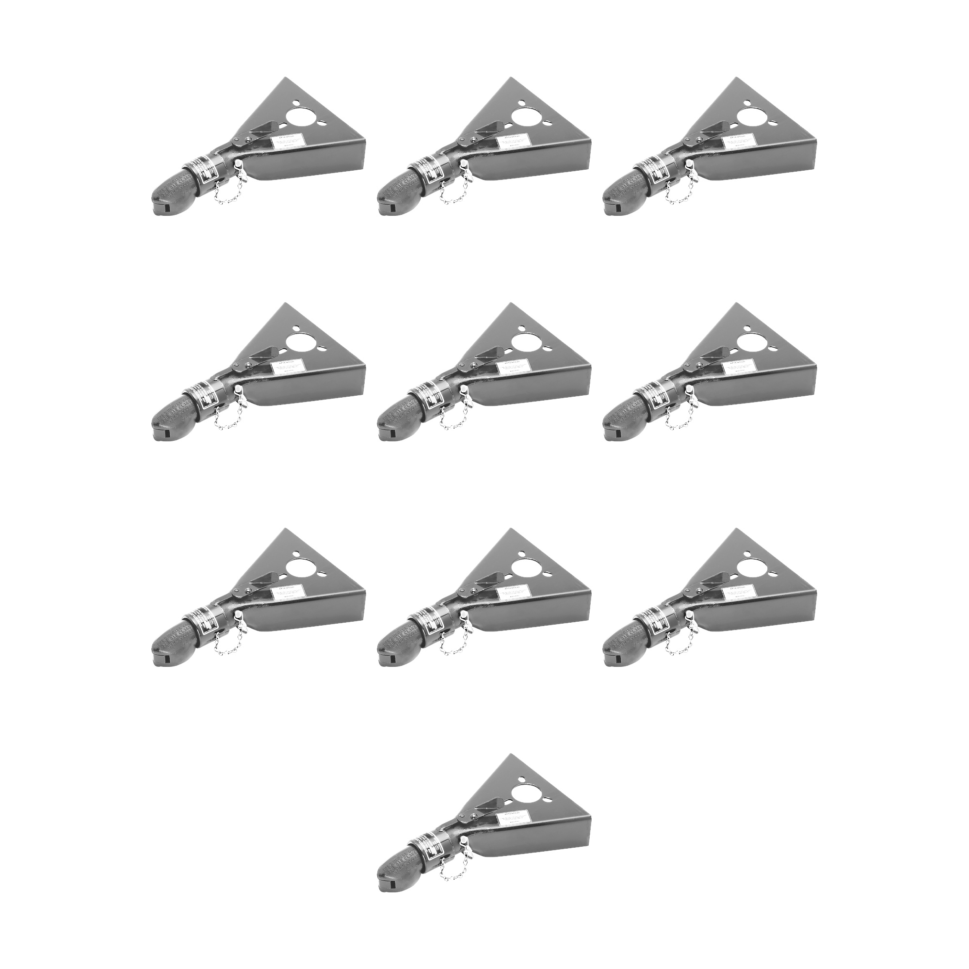 BULLDOG (10-Pack) Collar-Lok A-Frame Coupler, 2 Inch Diameter, Low-Profile Latch, 5,000 lbs. Capacity, Gray thumbnail 0