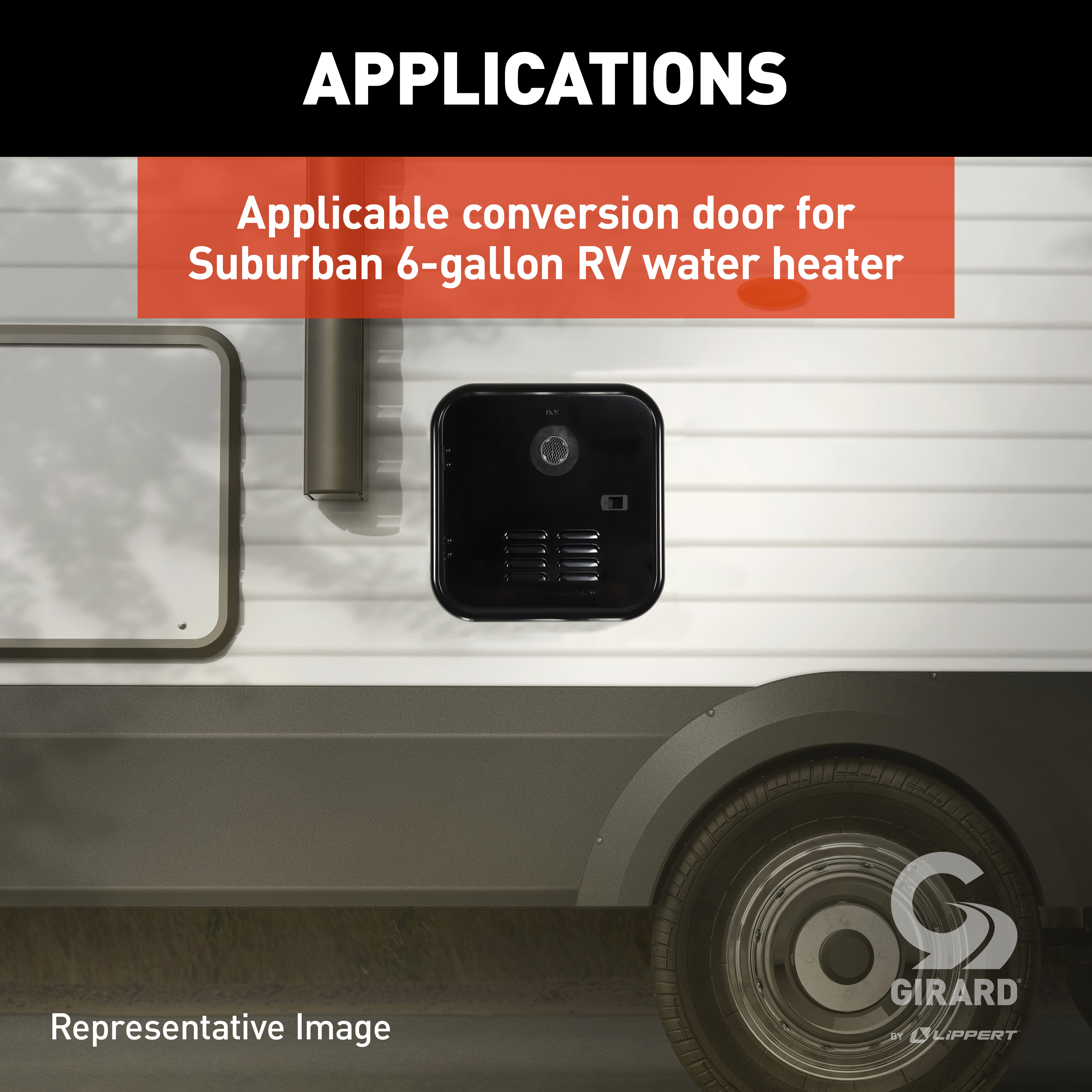 Girard RV Water Heater Door Installation Kit - 6 Gallon (Suburban) , Black #2GWHDB thumbnail 3
