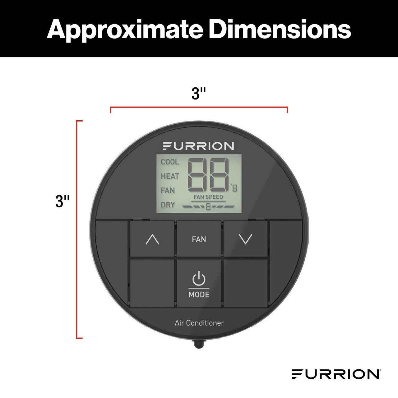 Furrion Chill Single-Zone Basic Backlit LED Wall Thermostat - Black, 2 Fan Speeds #FACW10ESSA-BL thumbnail 1