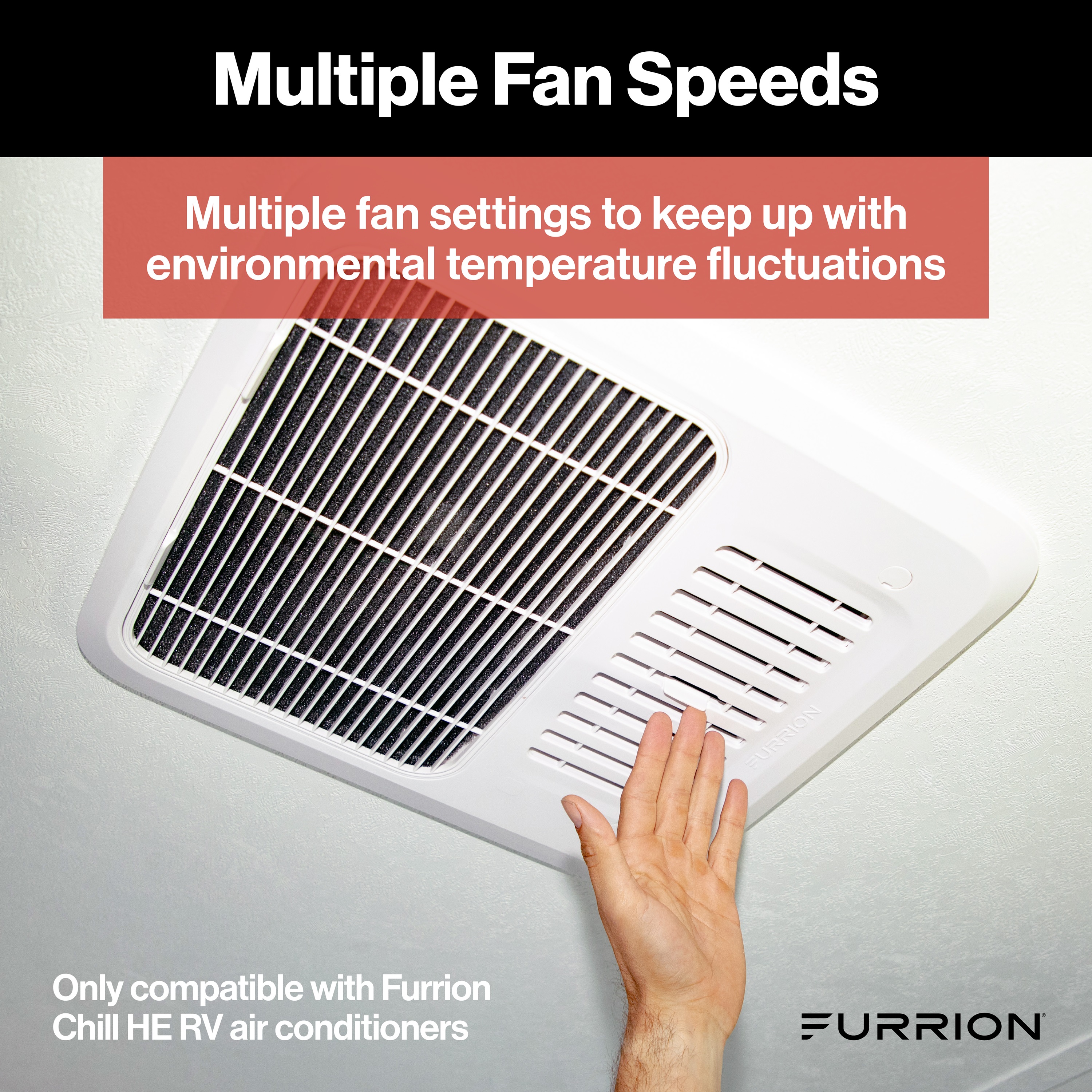 Furrion Chill Single-Zone Basic Backlit LED Wall Thermostat - Black, 2 Fan Speeds #FACW10ESSA-BL thumbnail 5