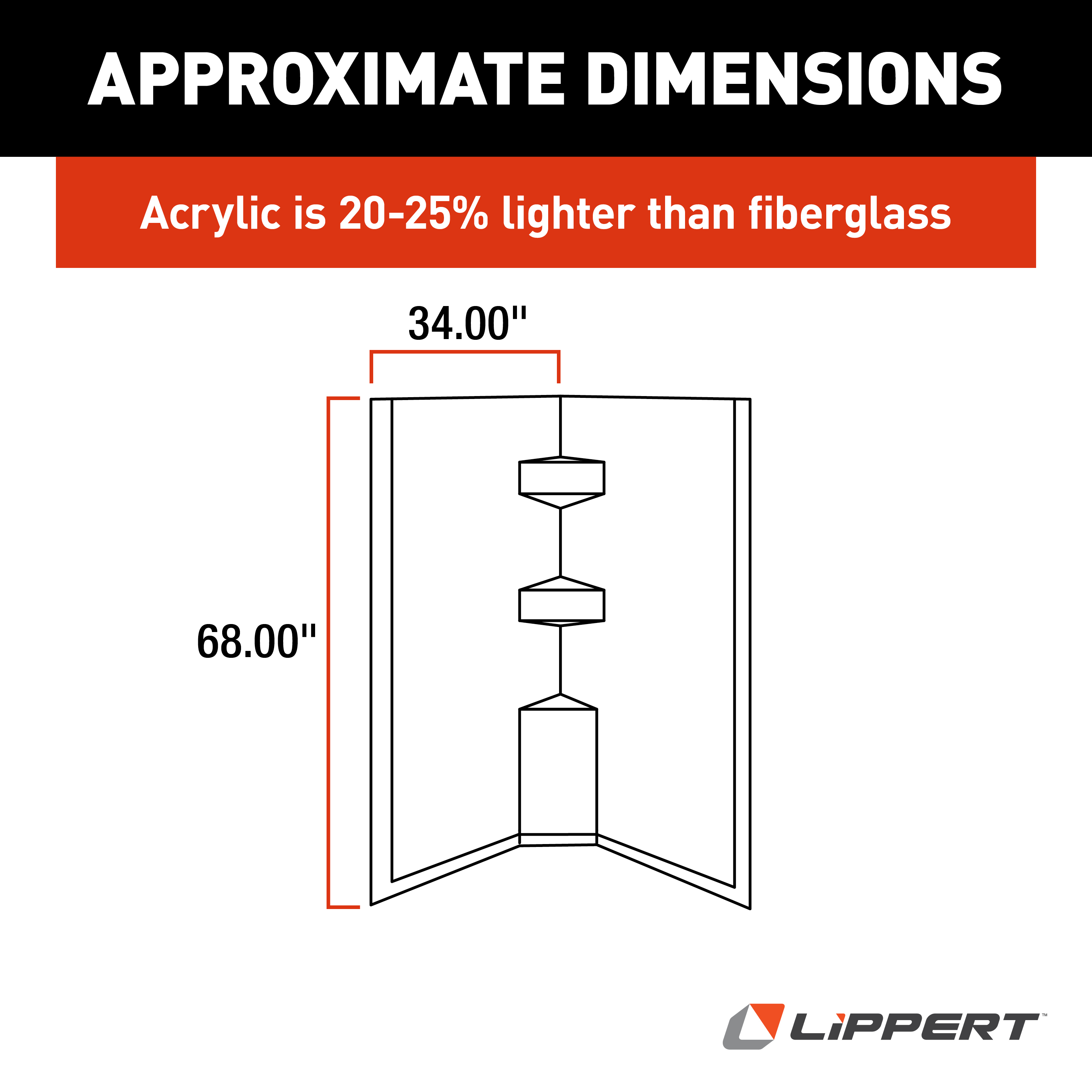 Lippert Neo Angle RV Shower Wall Surround - 34"x 34"x 68" Slate Parchment #306203 thumbnail 1