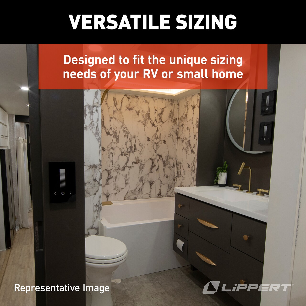 Lippert Neo Angle RV Shower Wall Surround - 34"x 34"x 68" Slate Parchment #306203 thumbnail 4