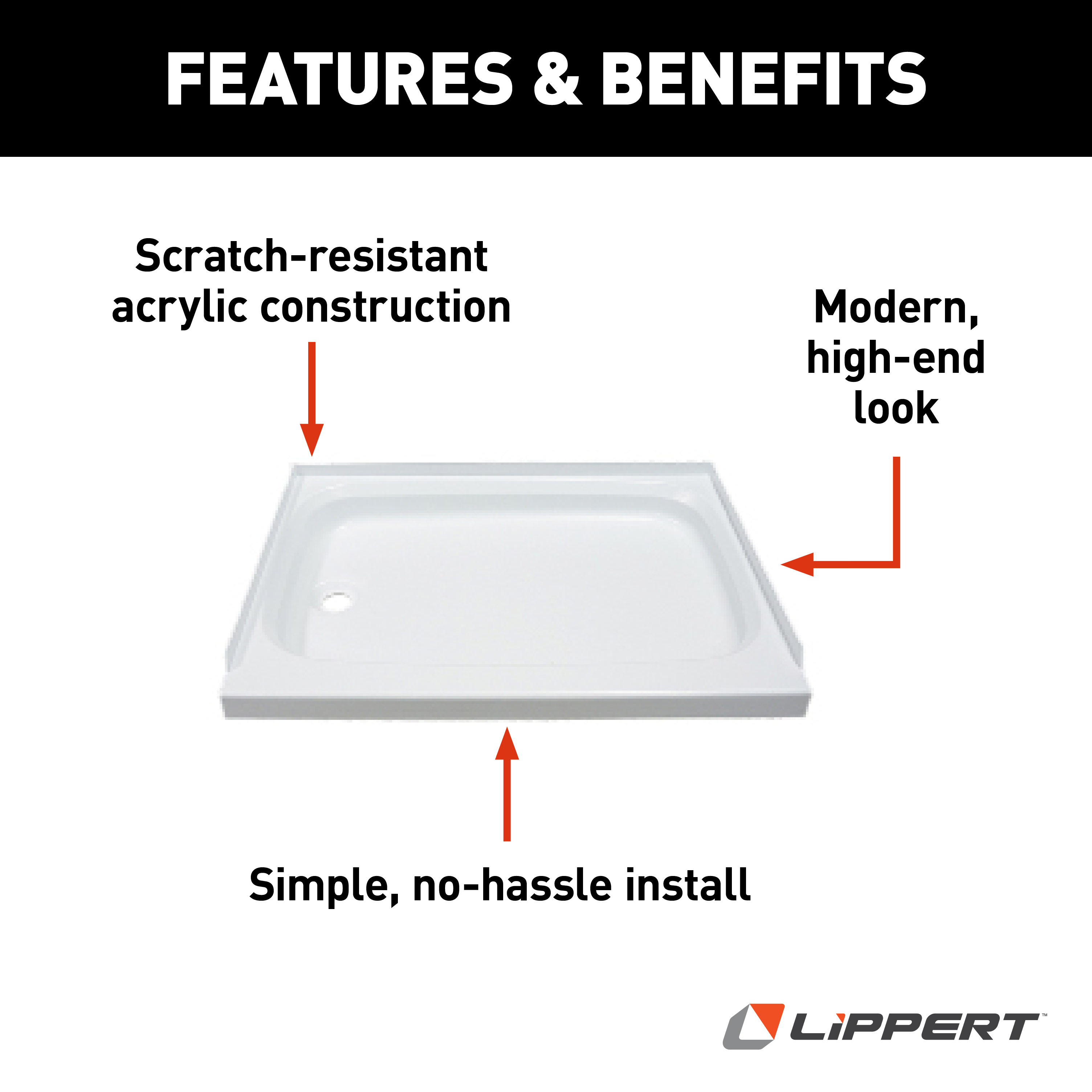 Lippert RV Shower Pan with Left Drain - 24" x 36" White #210373 thumbnail 2