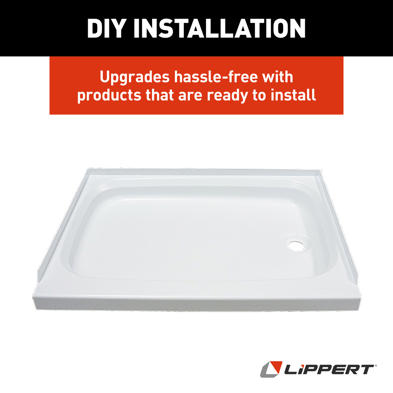 Lippert RV Shower Pan with Right Drain - 24" x 40" White #210379 thumbnail 5