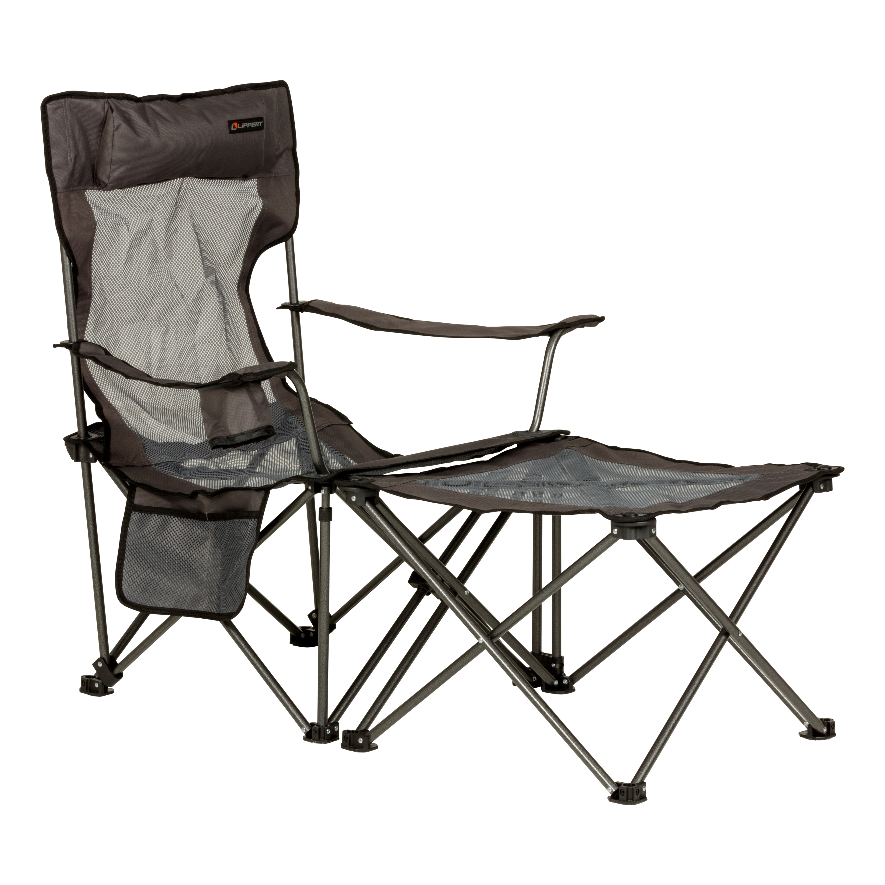 Lippert Sun Soaker Vented Reclining Camping Chair with Footrest - Dark Grey thumbnail 0