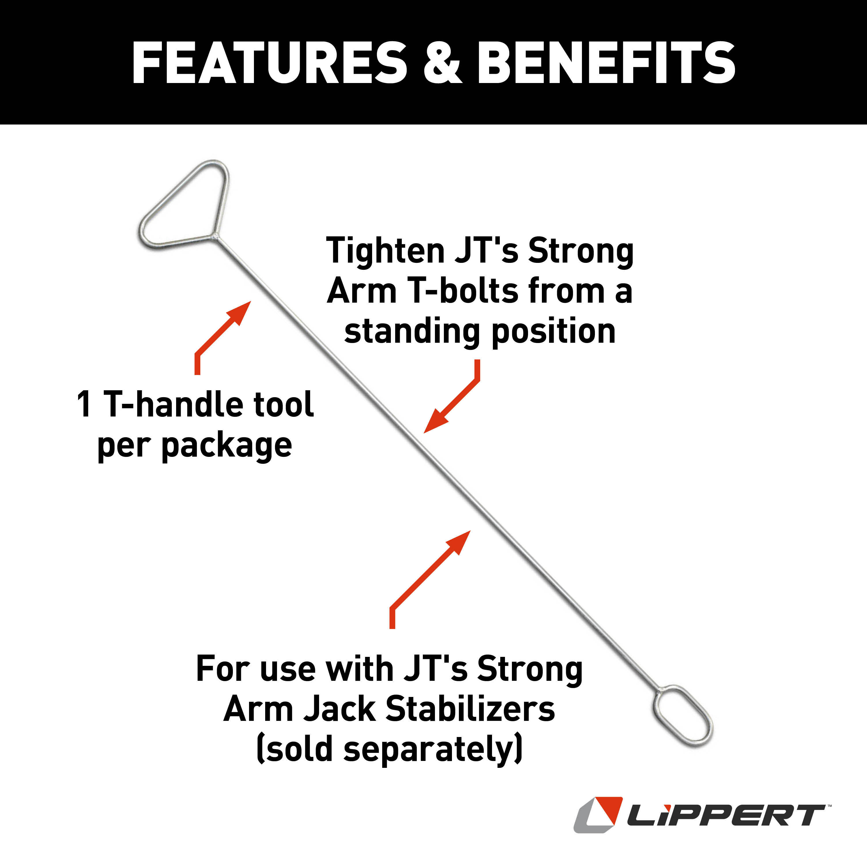 LIPPERT JT's Strong Arm RV Jack Stabilizer T-Handle Tightening Tool #314602 thumbnail 2