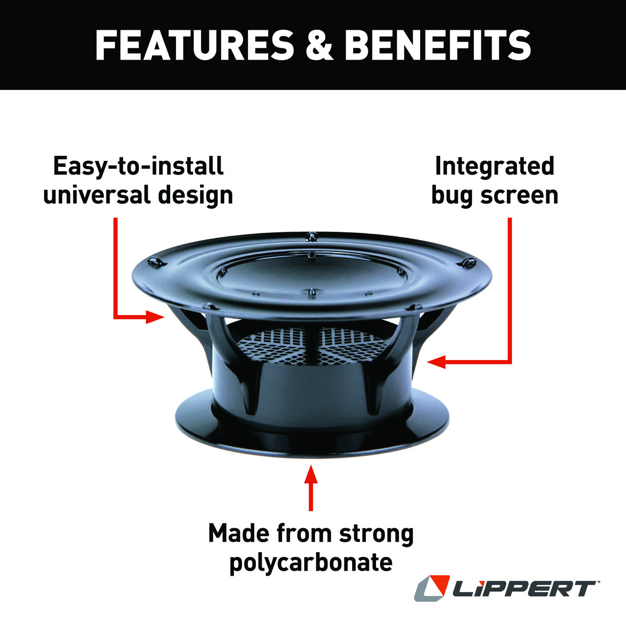 Lippert 360 Siphon RV Roof Vent Cap - Black thumbnail 3