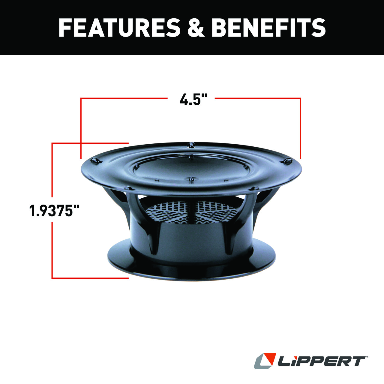 Lippert 360 Siphon RV Roof Vent Cap - Black thumbnail 4