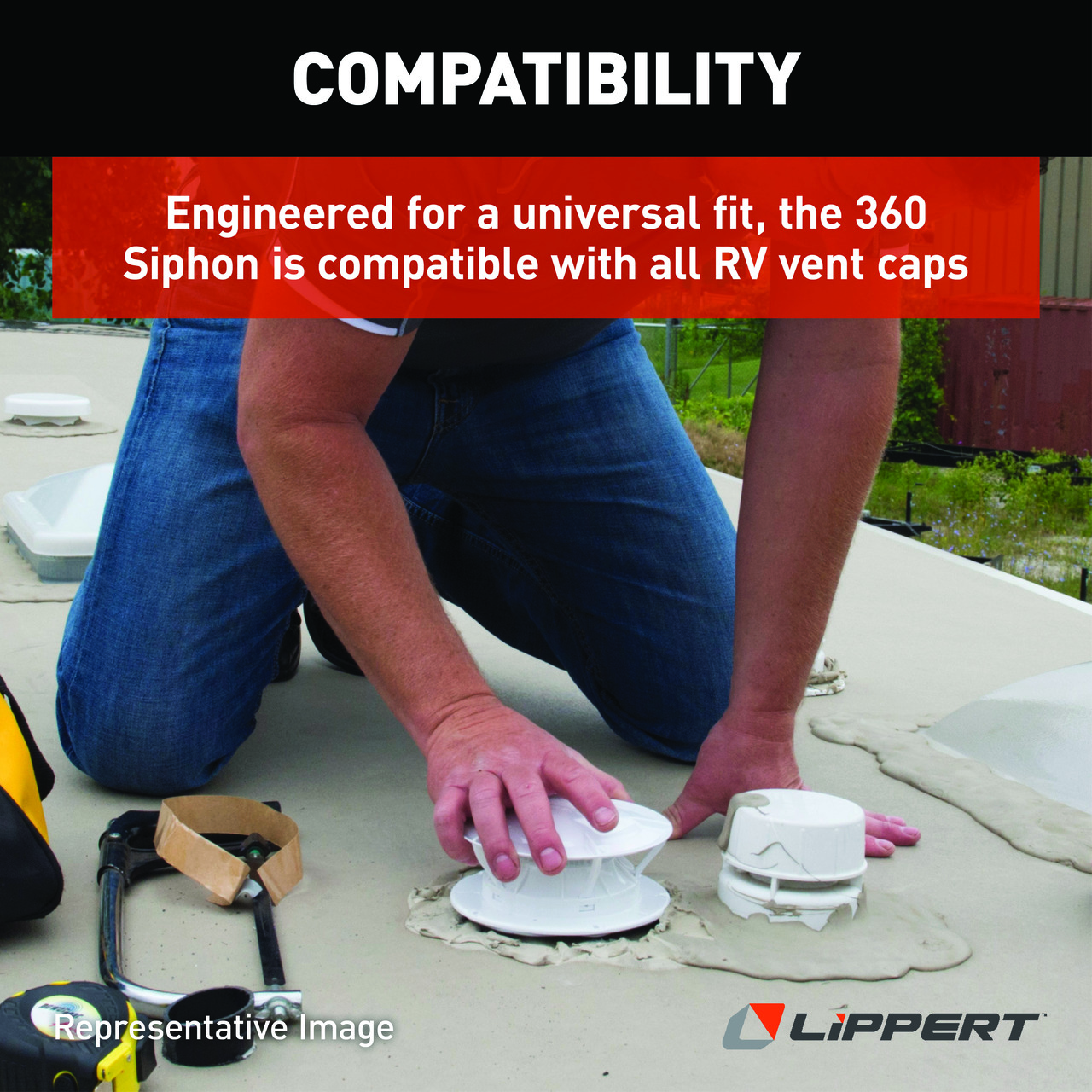 Lippert 360 Siphon RV Roof Vent Cap - White thumbnail 6