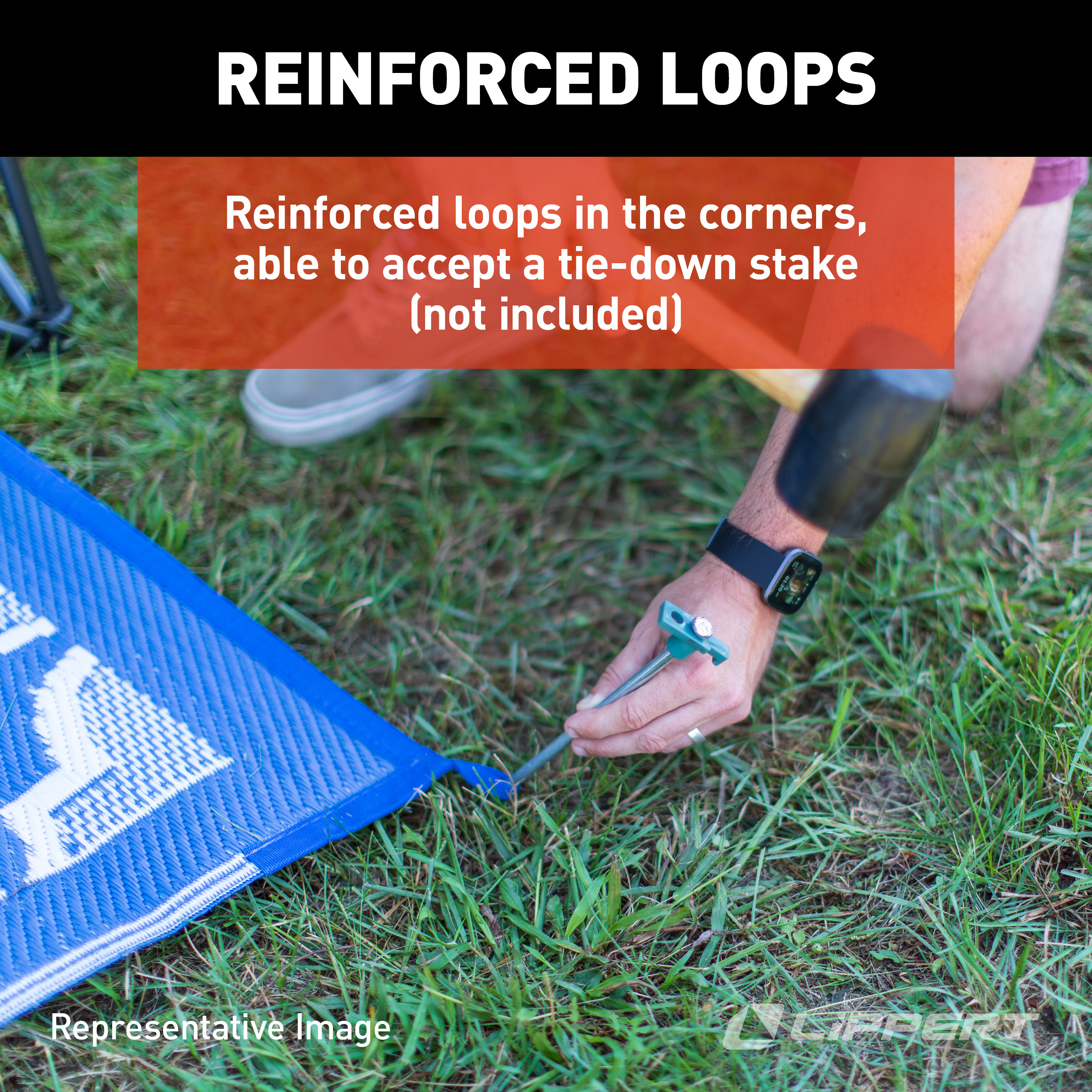 Lippert All Weather Patio Mat - 6' x 9' (Blue) thumbnail 4