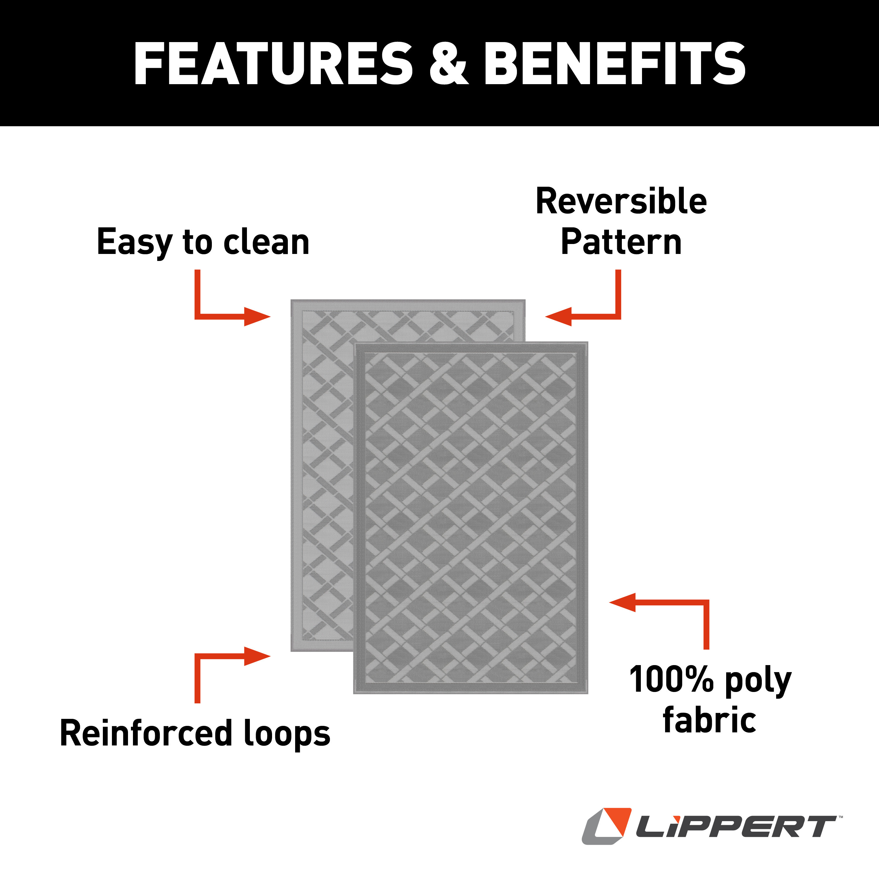 Lippert All Weather Patio Mat - 6' x 9' (Gray) thumbnail 2