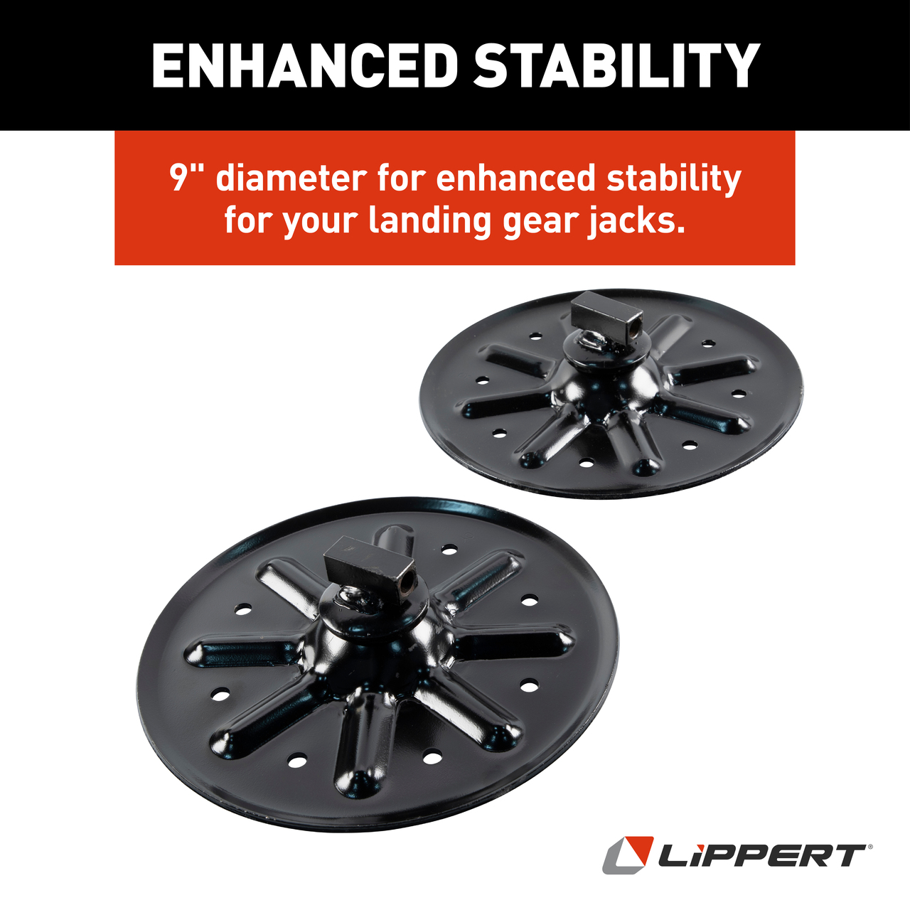 Lippert Replacement 5th Wheel Landing Gear Foot Pads - 9" Round, 2-Pack #210475 thumbnail 5